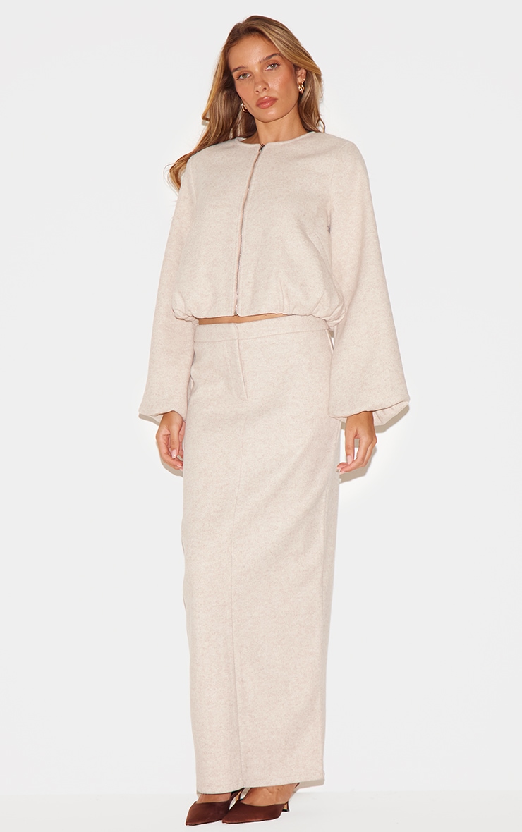 Beige Heavy Brushed Maxi Skirt