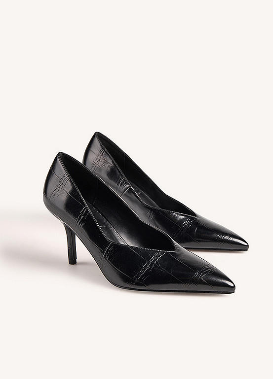 365 by Freemans Black Croc Court Shoes