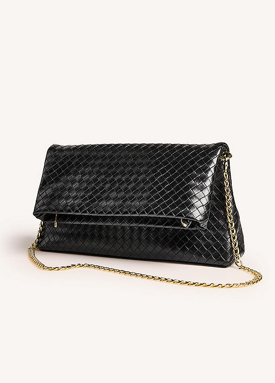 365 by Freemans Black Willow Weave Clutch Bag