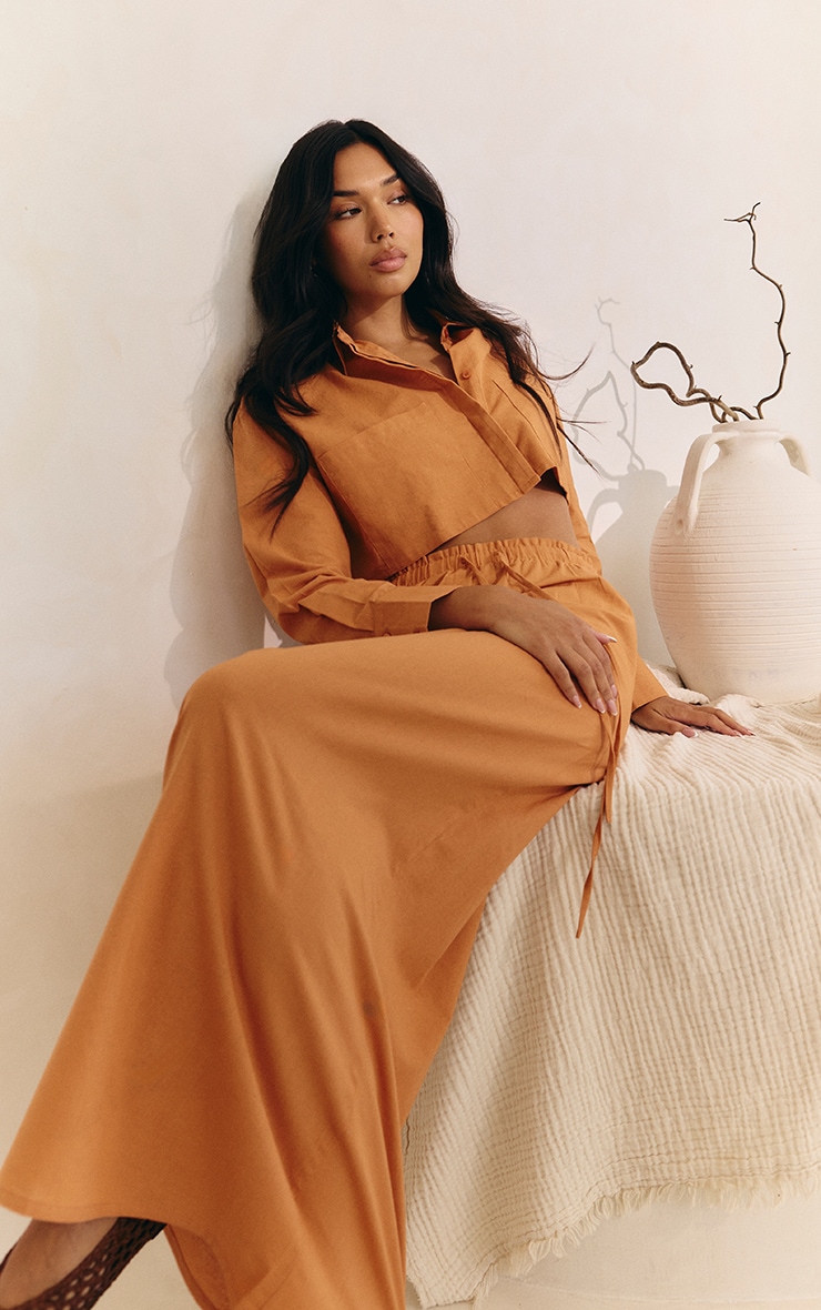 Apricot Drawstring Maxi Skirt