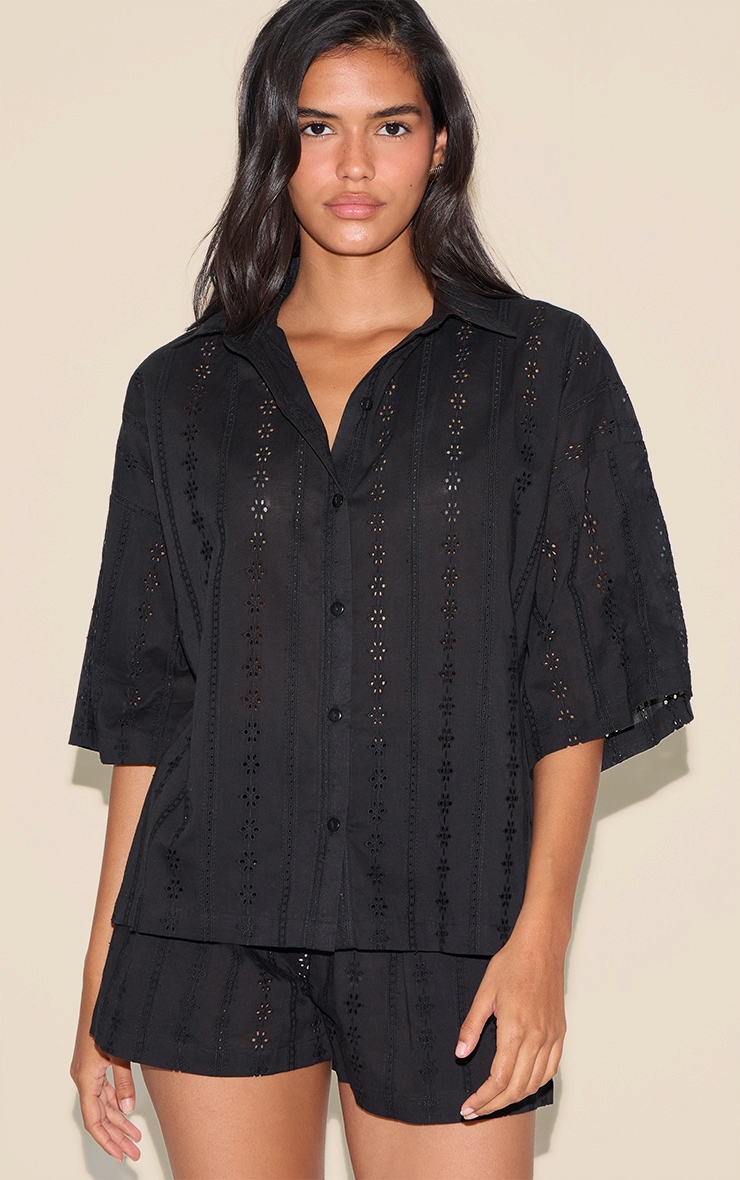 Black Broderie Floaty Shorts