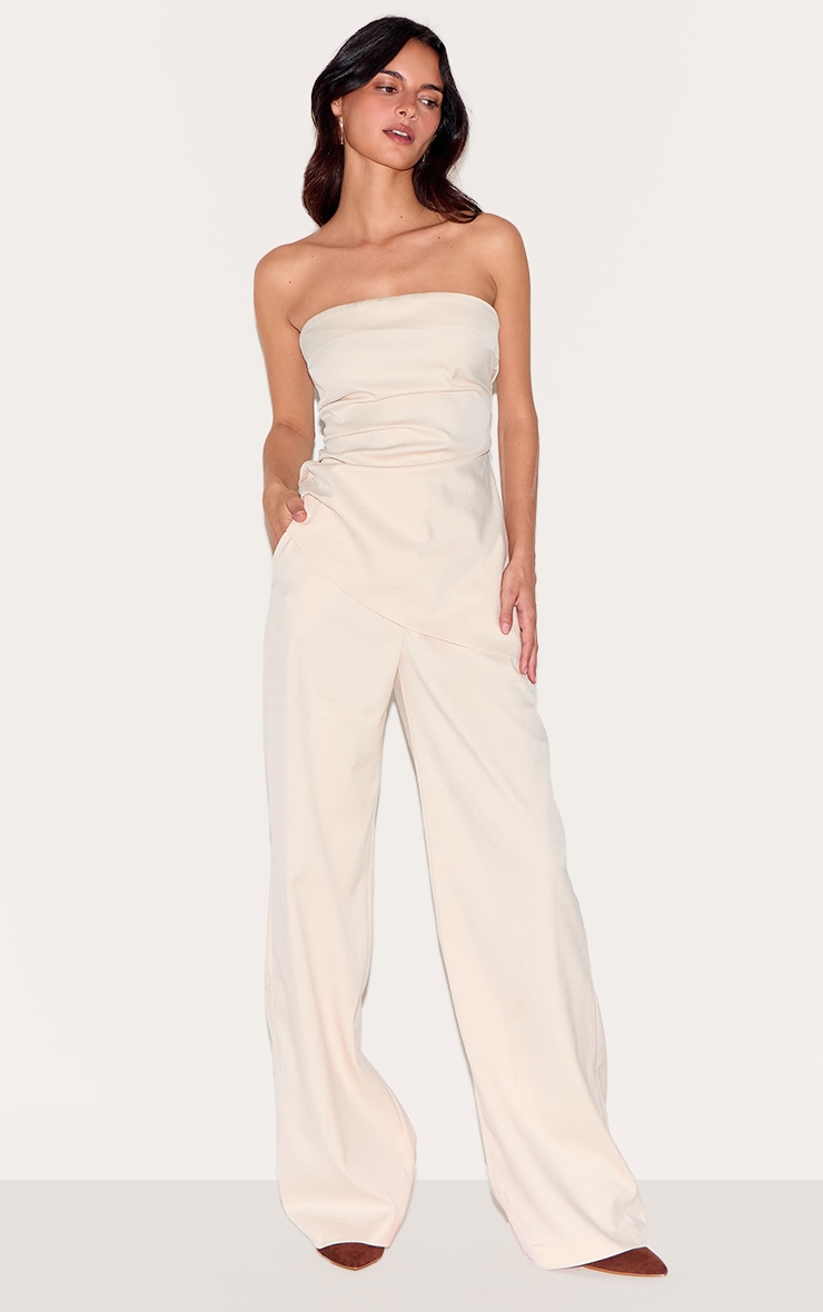 Almond Tailored Woven Wide Leg Trousers