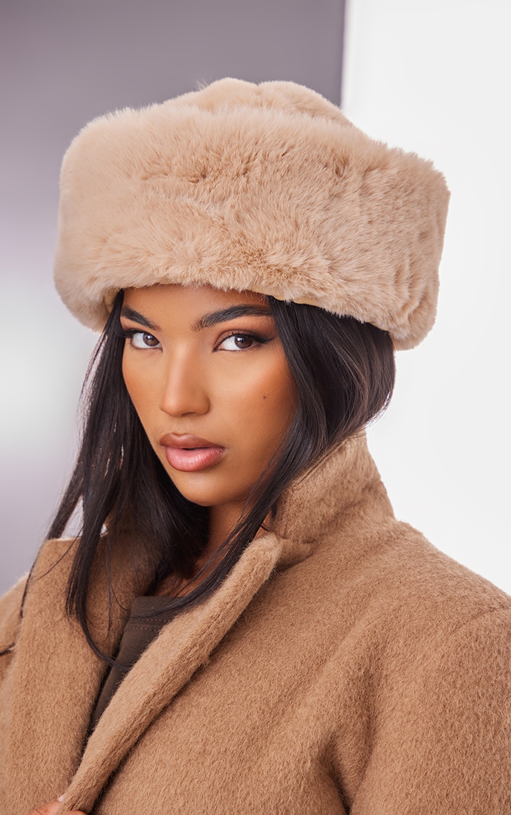 Beige Soft Faux Fur Beanie