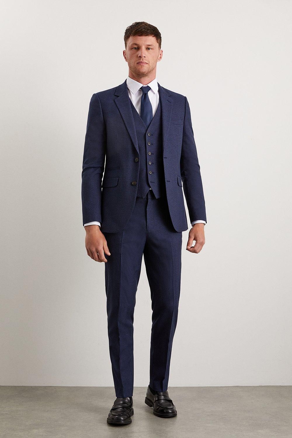 Navy Marl Slim Fit Suit Jacket