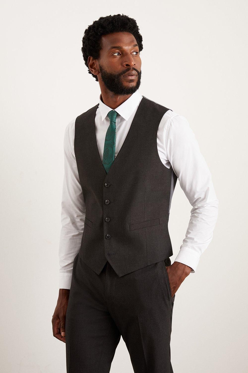 Charcoal Slim Fit Essential Waistcoat