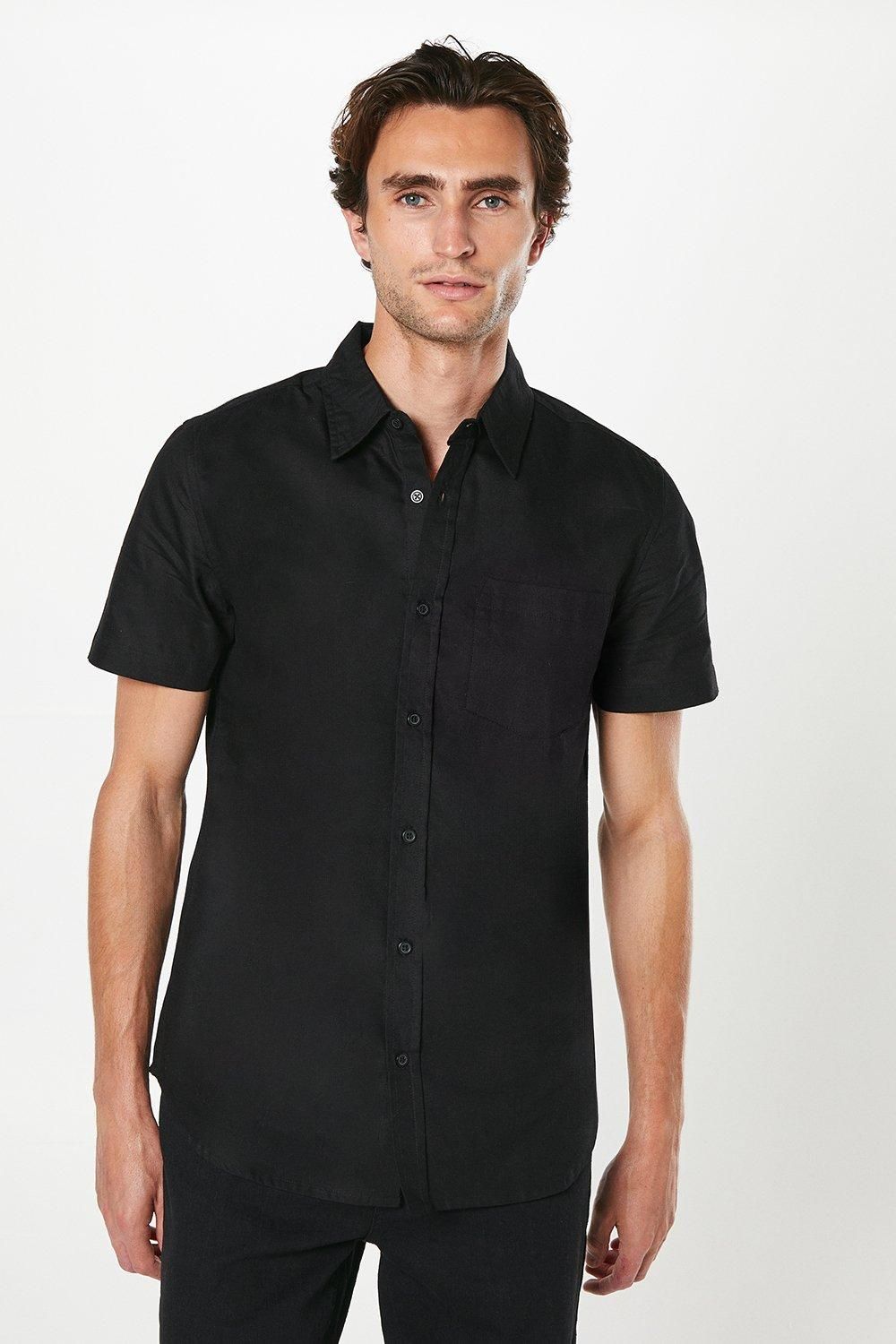 Black Short Sleeve Oxford Shirt