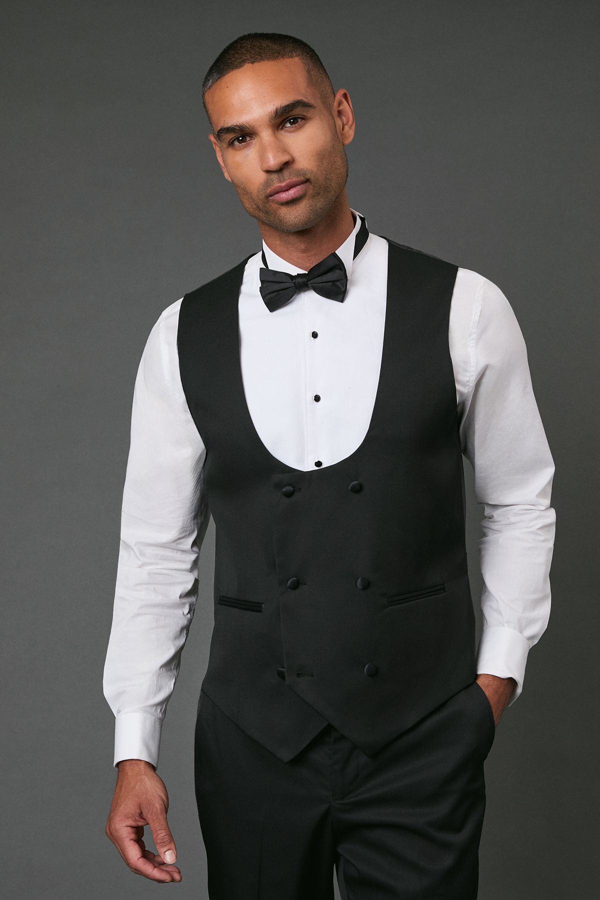 Black Tailored Fit Tuxedo Suit Waistcoat