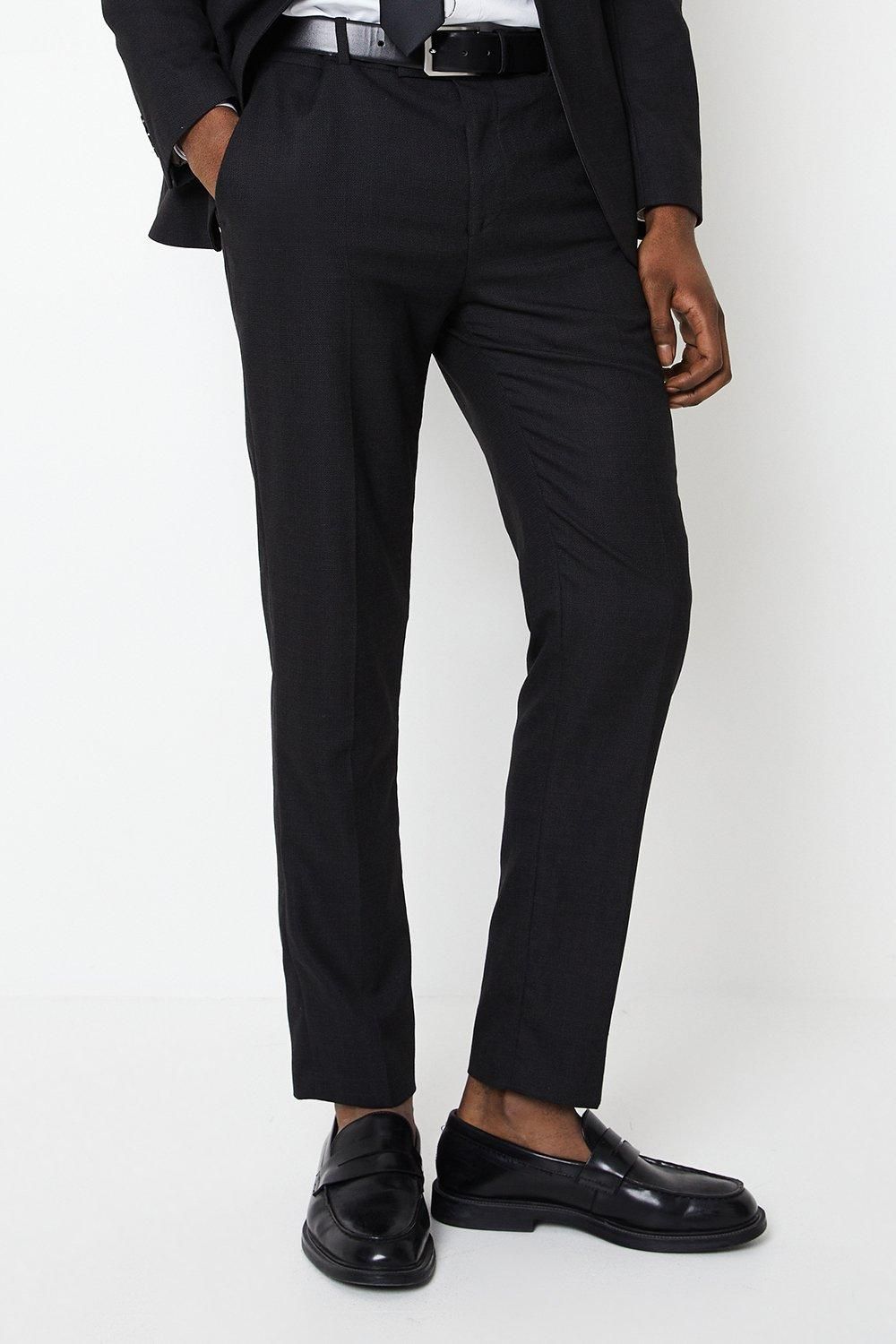 Black Textured Tuxedo Trouser