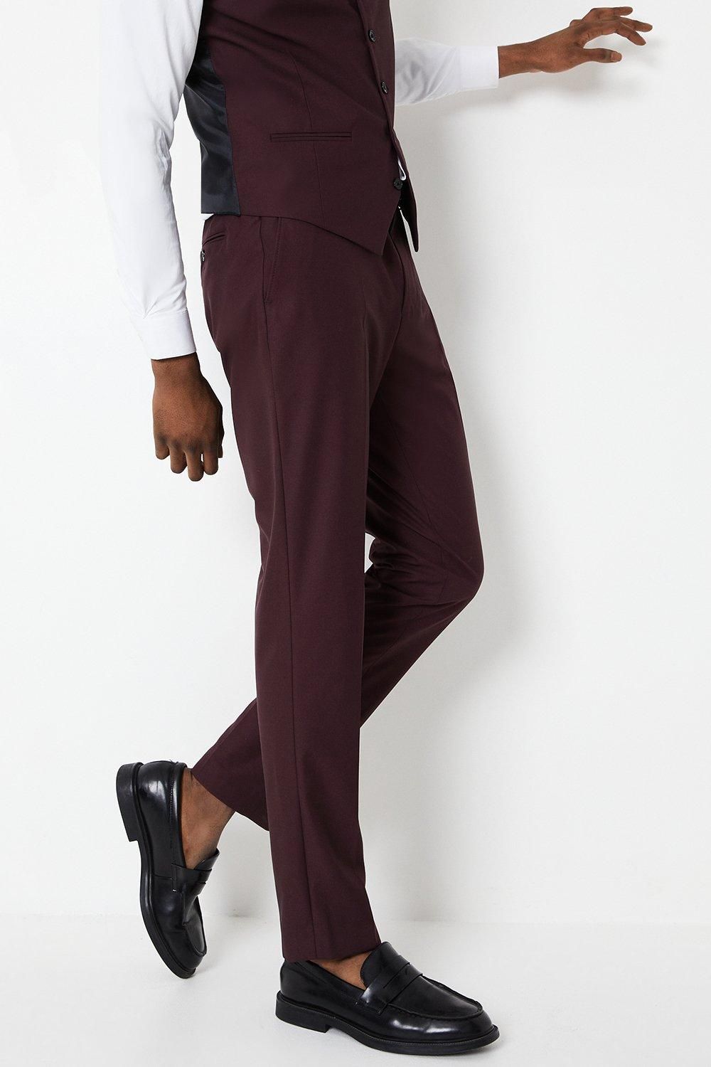 Slim Fit Burgundy 2 Button Suit Trouser
