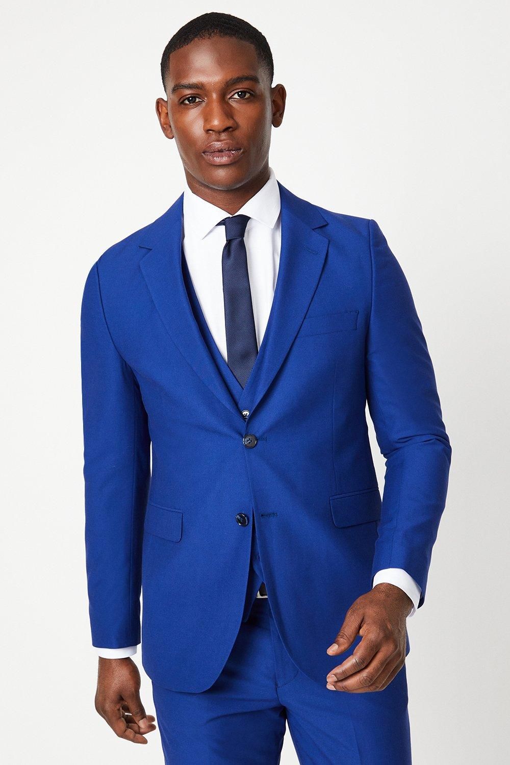 Bright Blue Slim Fit Suit Jacket
