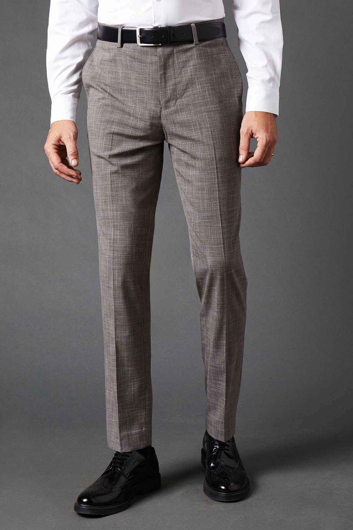 Charcoal Slim Fit Puppytooth Check Trousers