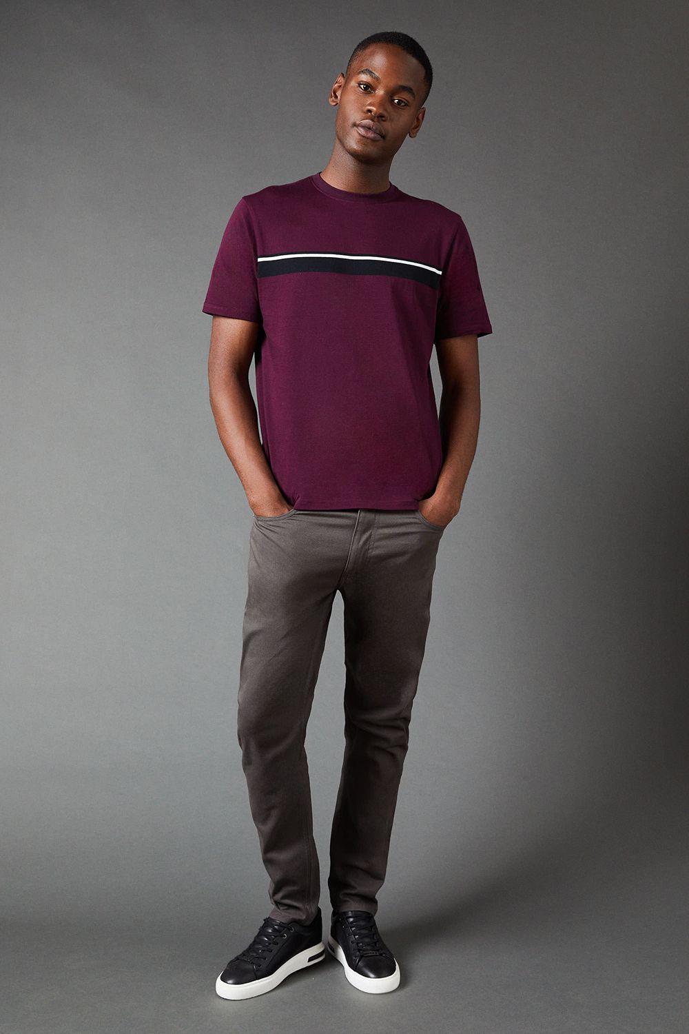 Dark Grey Stretch Twill Slim Fit Jeans