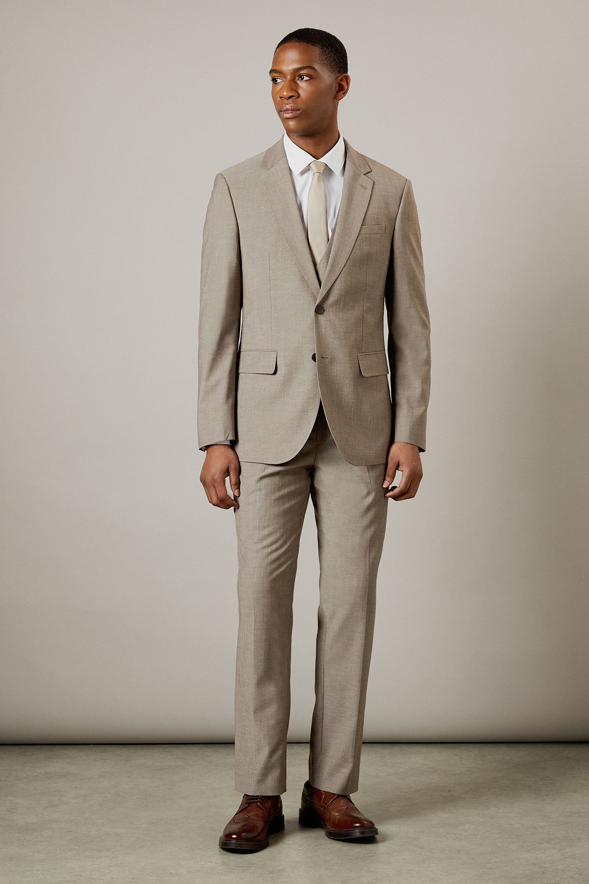 Light Brown Tailored Fit Suit Jacket
