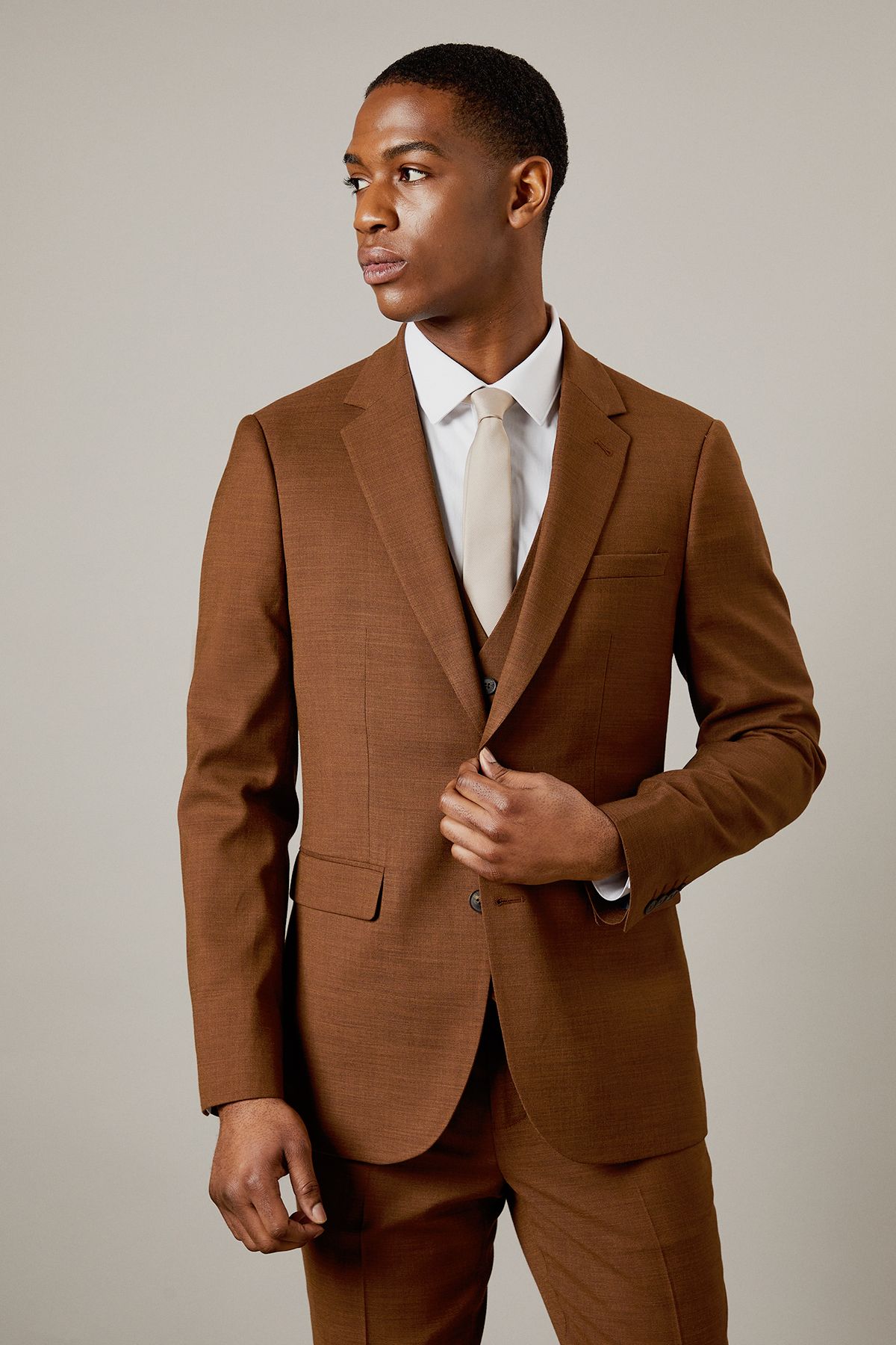 Copper Twill Slim Fit Suit Jacket