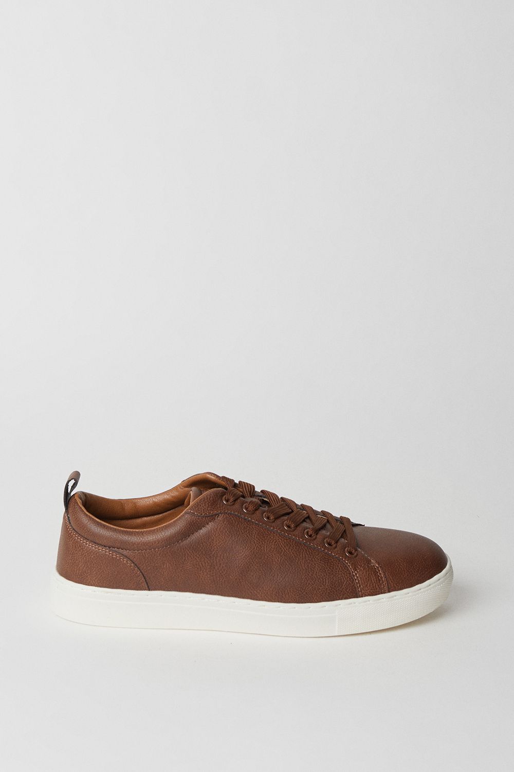 Brown Smart Faux Leather Trainers
