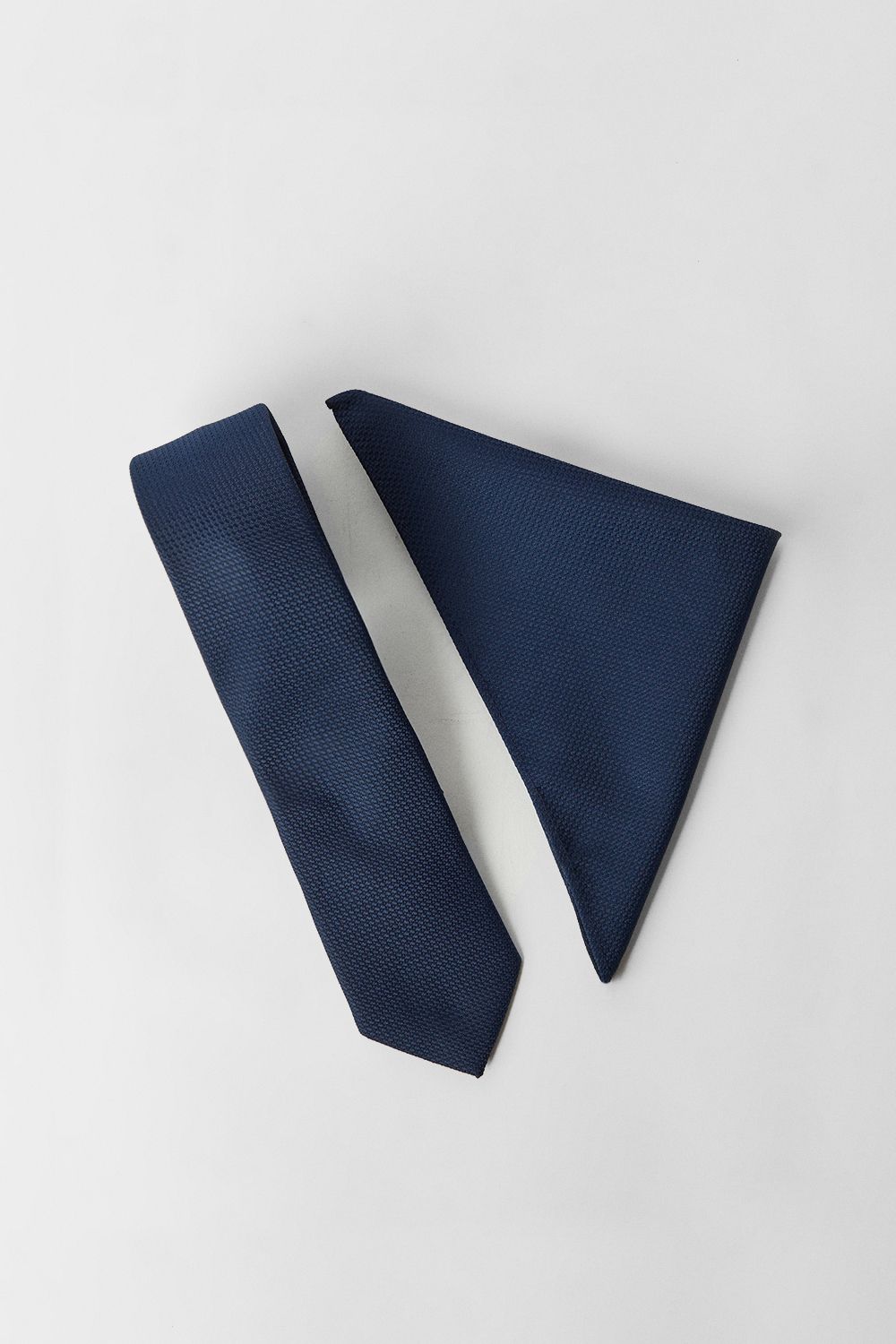 Navy Textured Tie And Pocket Square