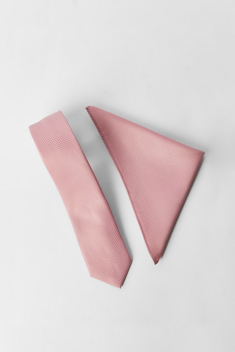 Rose Pink Textured Tie And Pocket Square