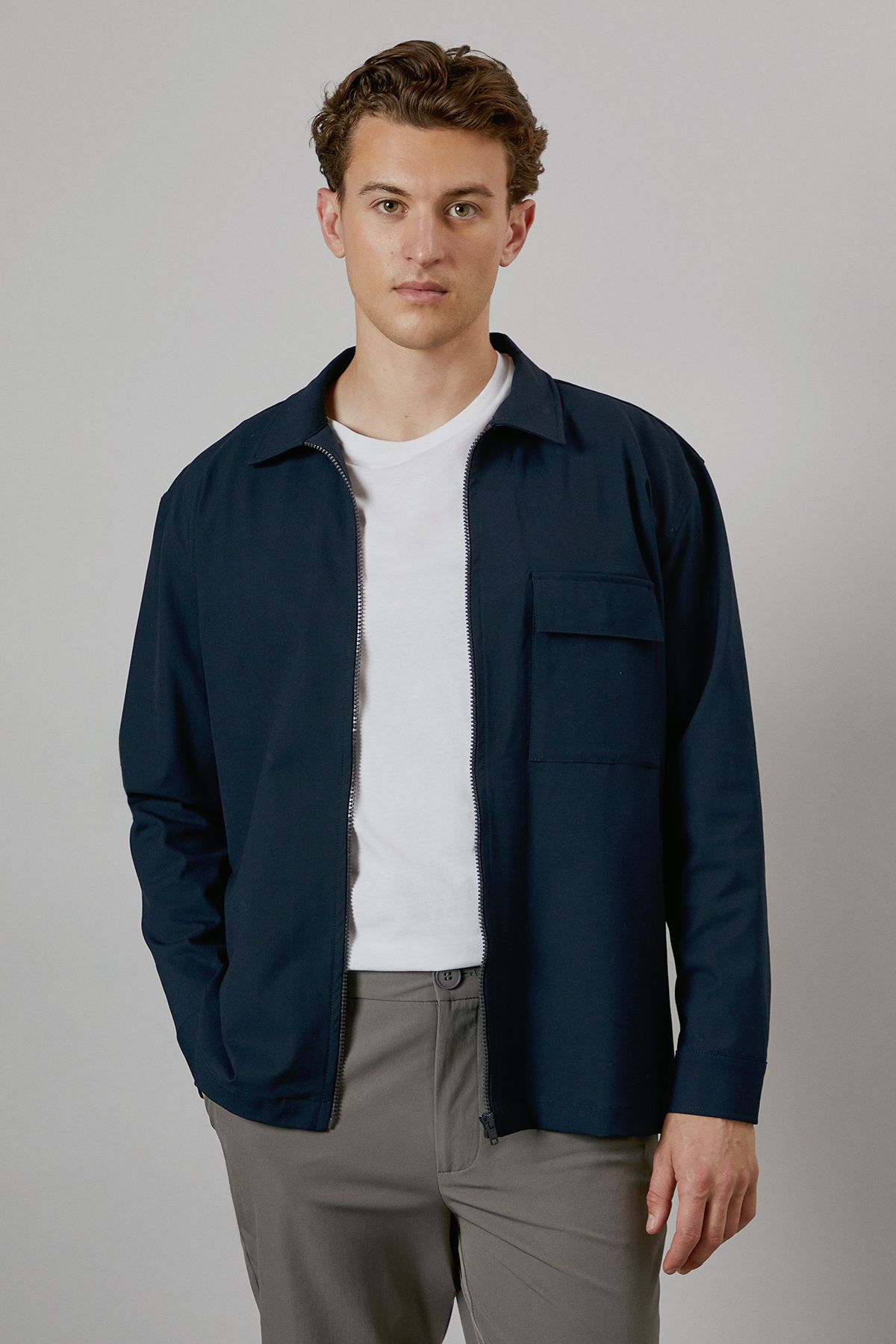 Burton 1904 Navy Zip Through Overshirt