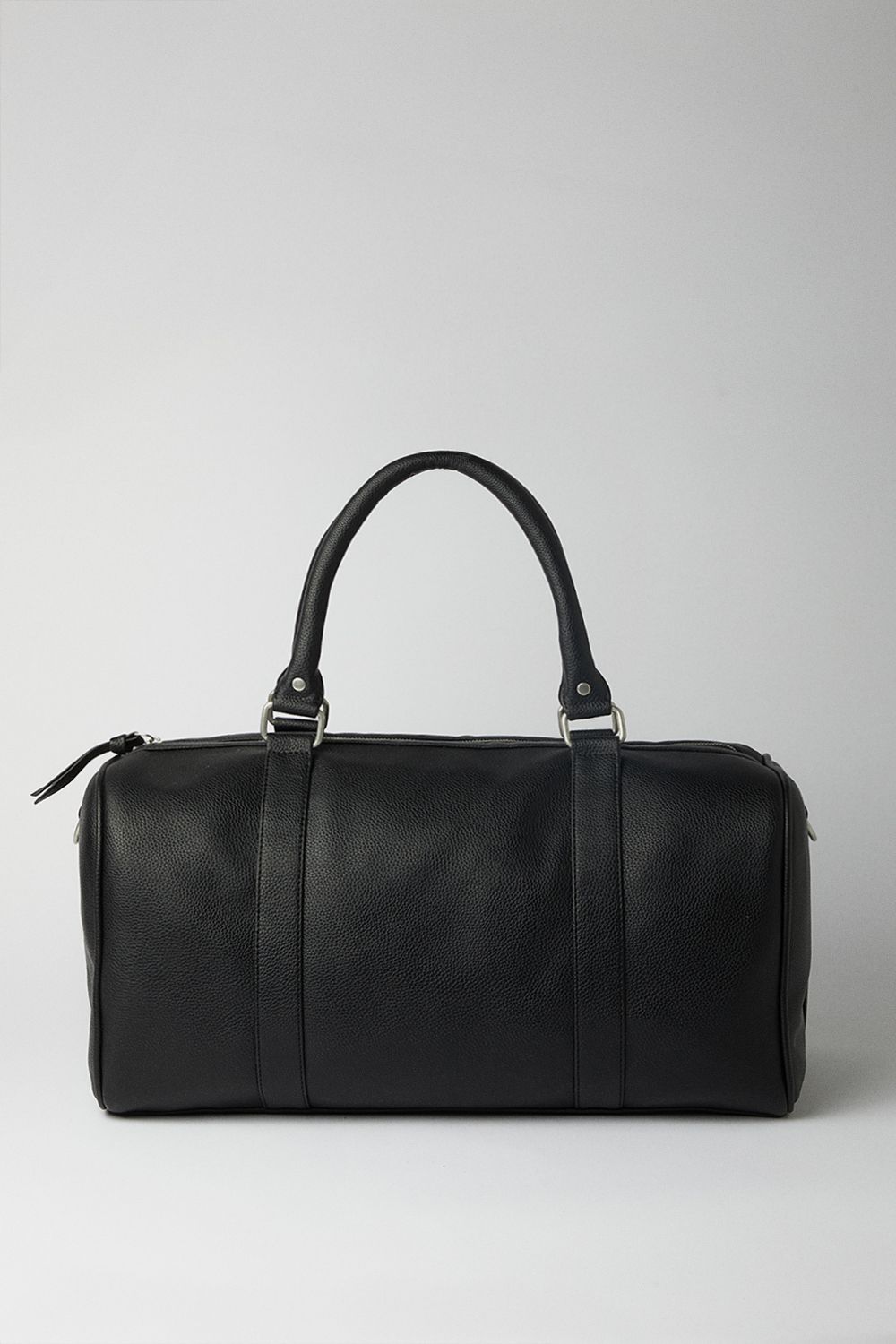 Black Grain Faux Leather Holdall Bag
