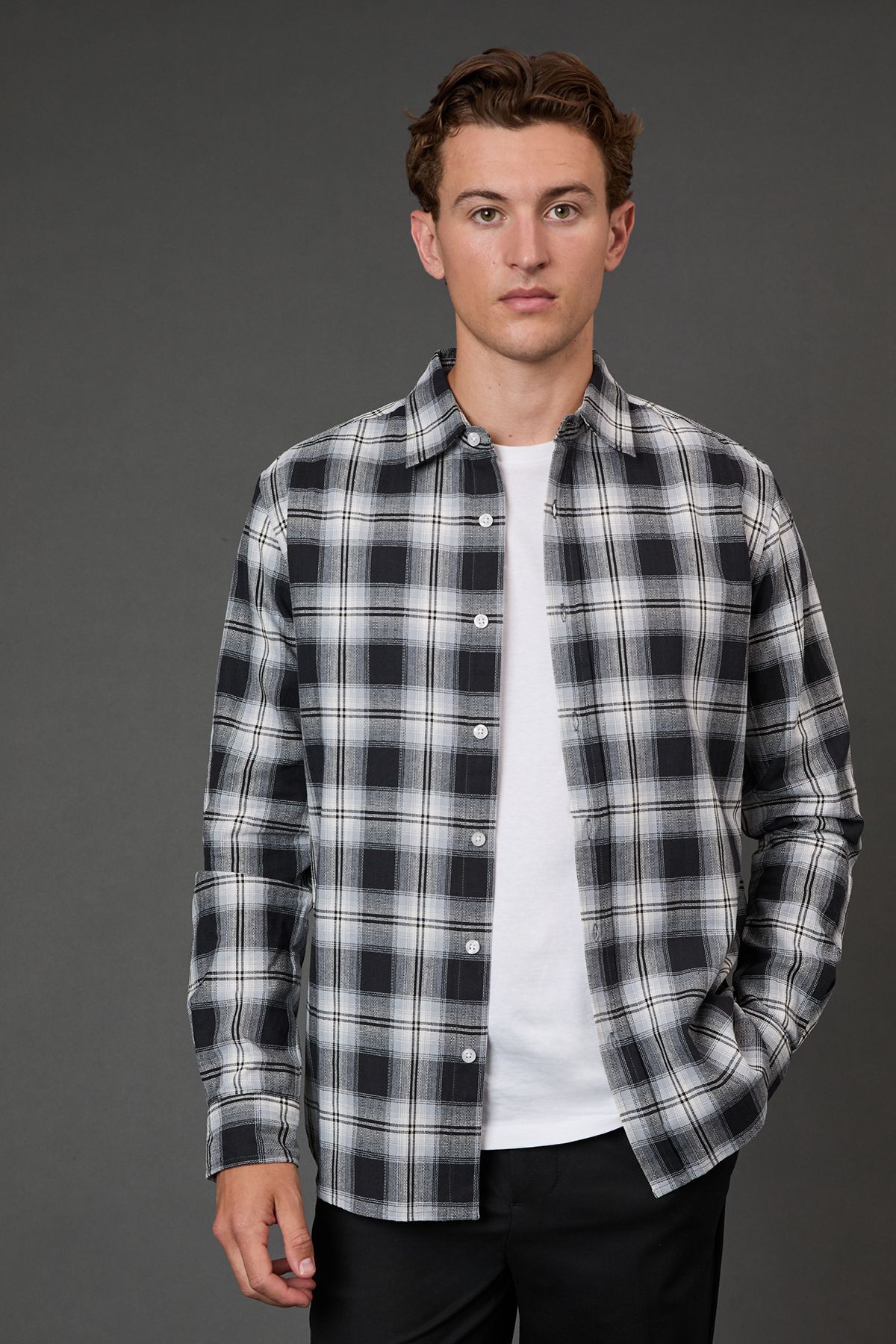 Black Check Long Sleeve Shirt