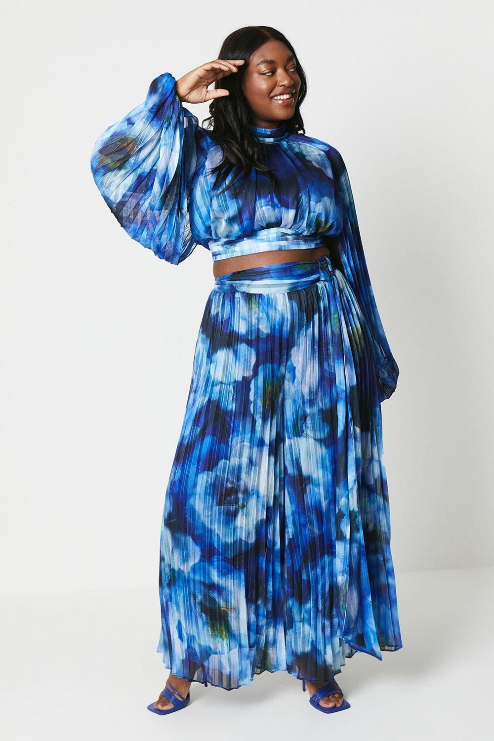 Plus Georgette Wide Leg Trousers With Tie