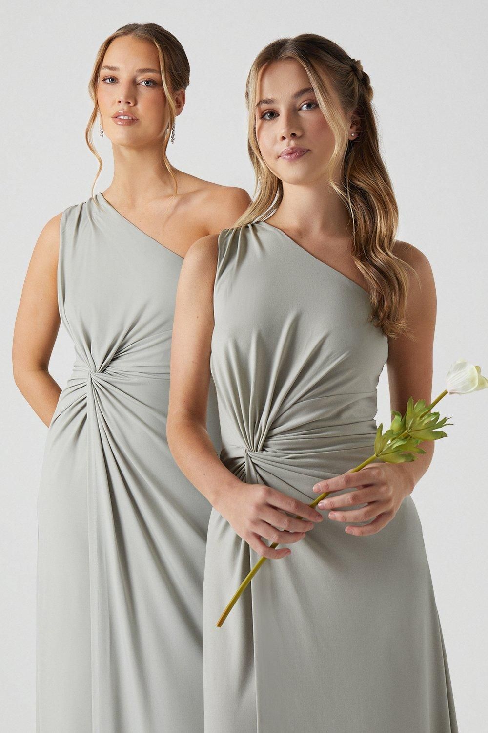 Teen Coast Jersey One Shoulder Twist Detail Bridesmaids Dress