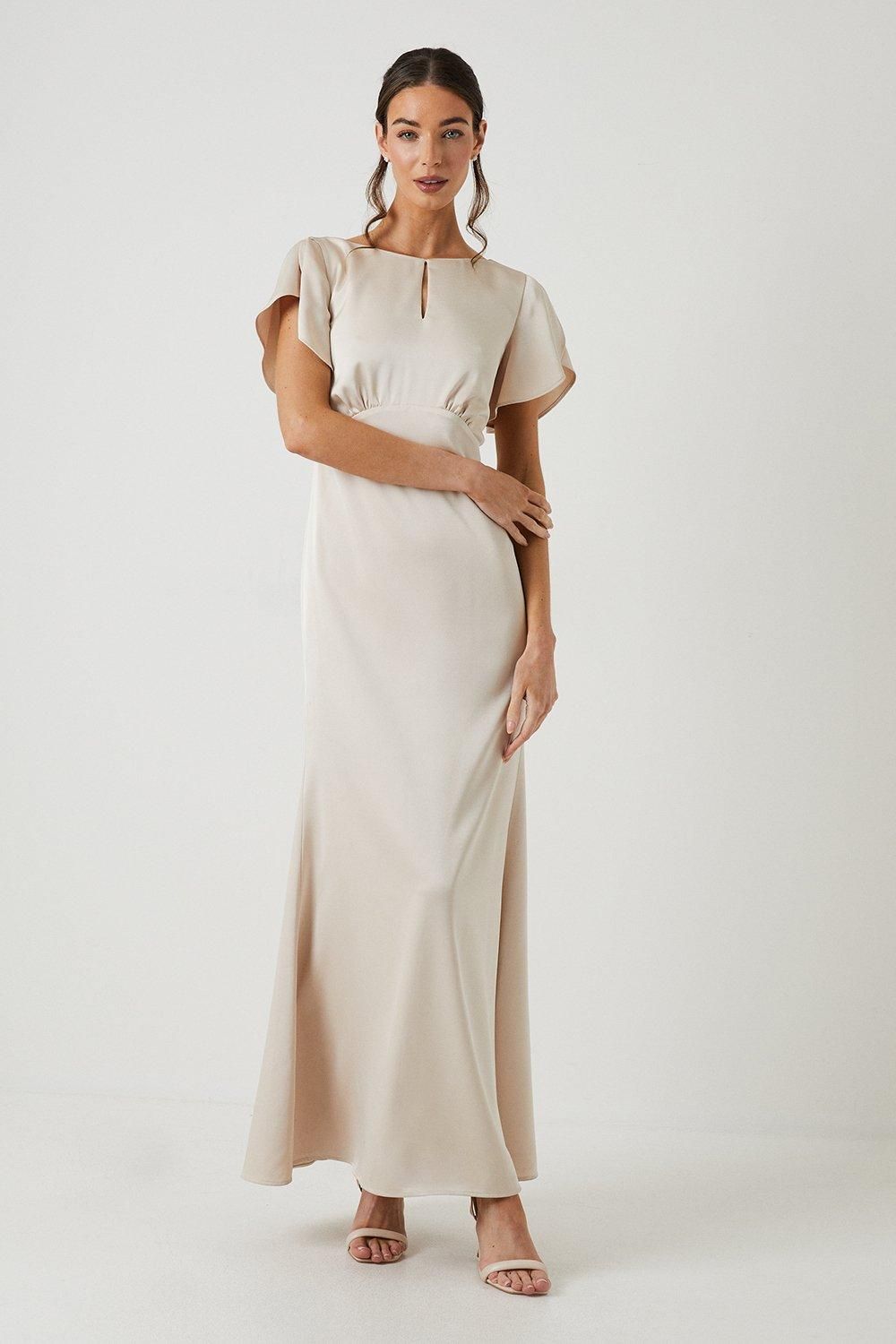 Keyhole Detail Satin Bridesmaid Dress