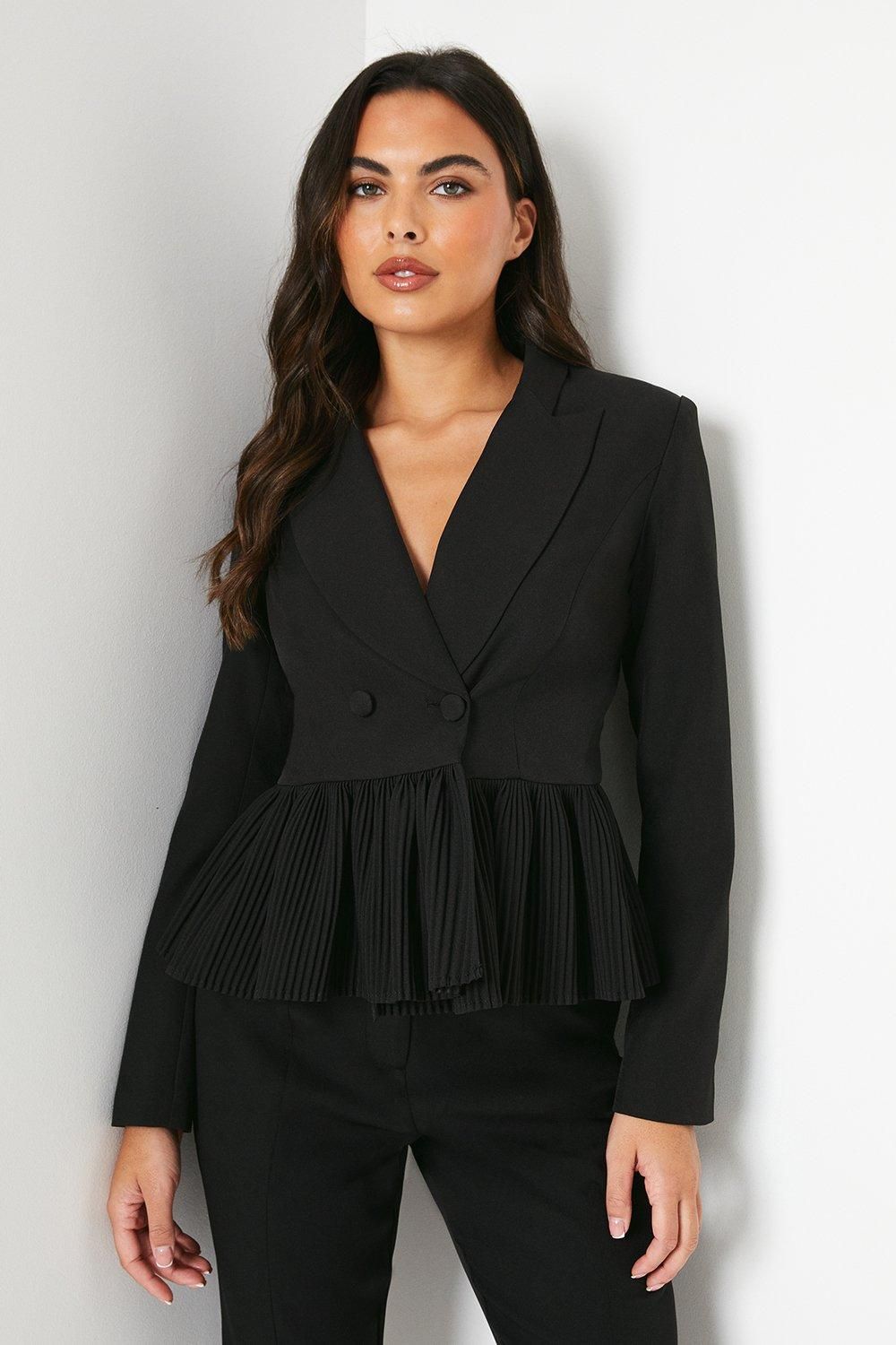 Pleated Peplum Tailored Blazer