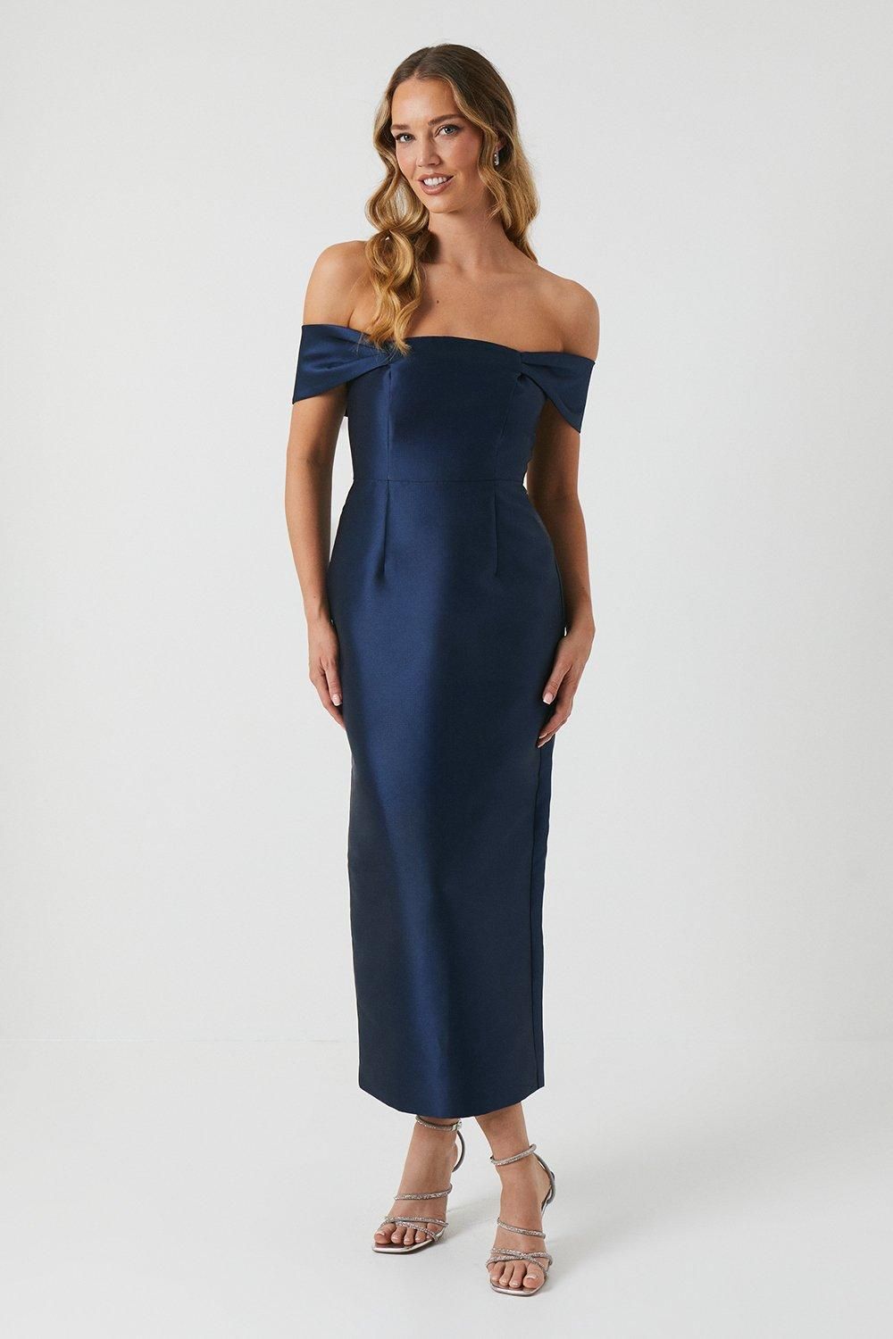 Coast Honoured Petite Twill Bardot Column Midi Bridesmaid Dress