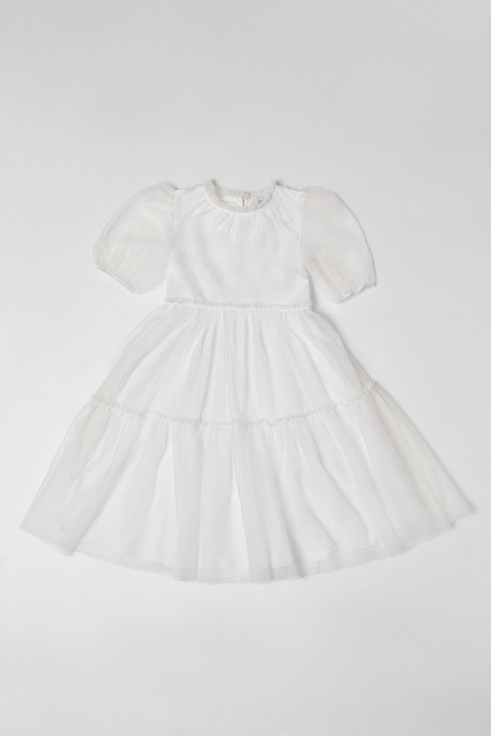 Puff Sleeve Tiered Tulle Flowergirl Dress
