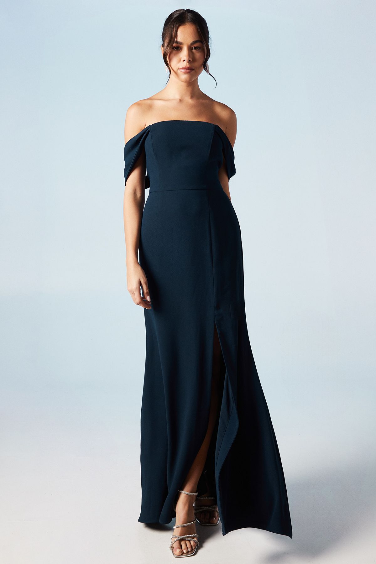 Bardot Crepe Fishtail Bridesmaid Maxi Dress