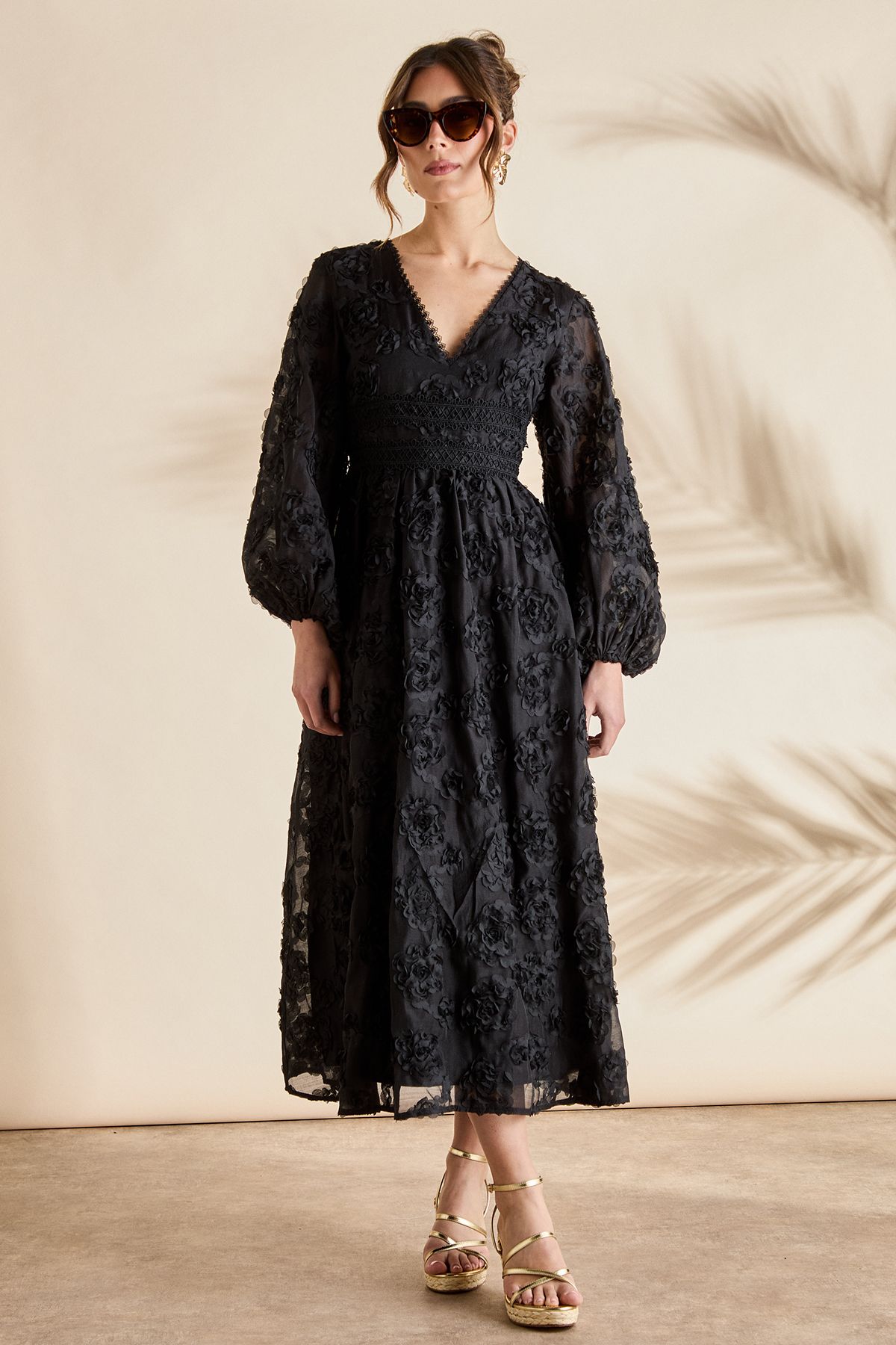 3D Texture Midi Dress