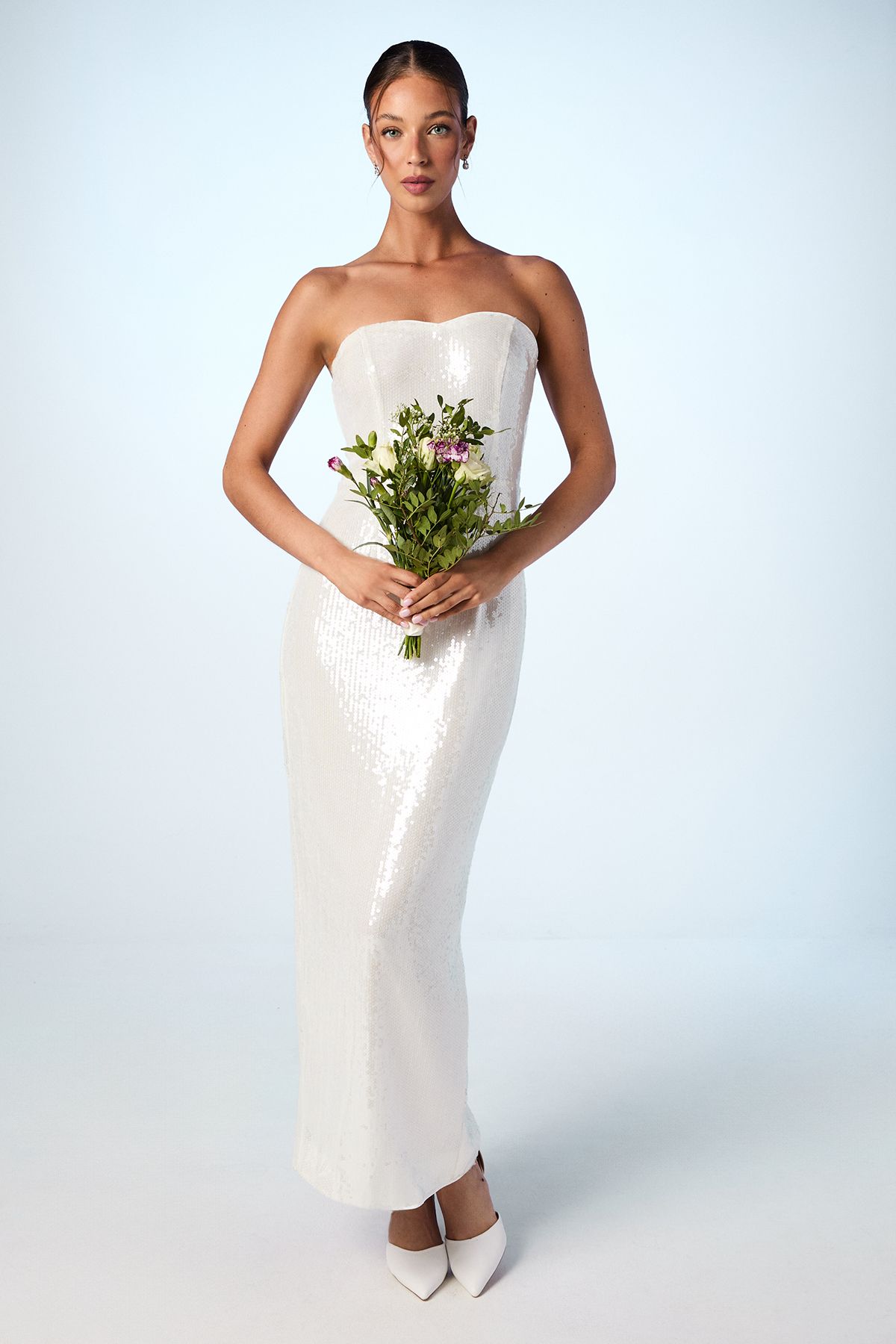 Strapless Sequin Column Wedding Dress