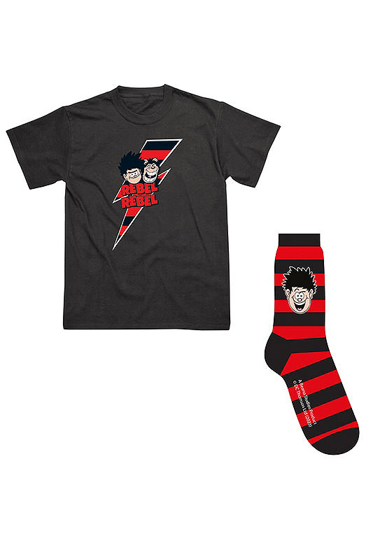 Beano Dennis & Gnasher Men’s T-Shirt & Socks Set