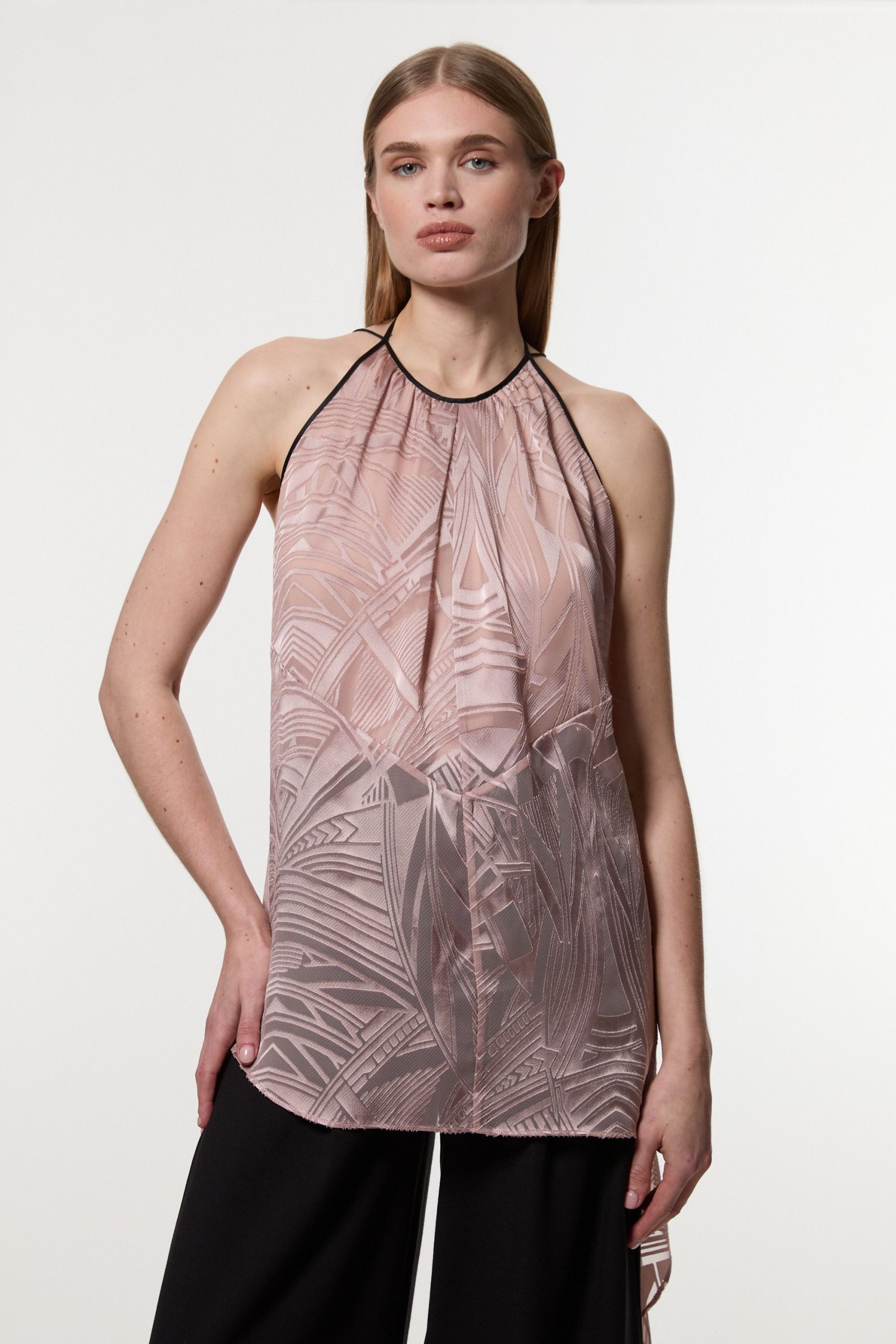 Amelia Graham Petite Burnout Halter Neck Asymmetric Tunic