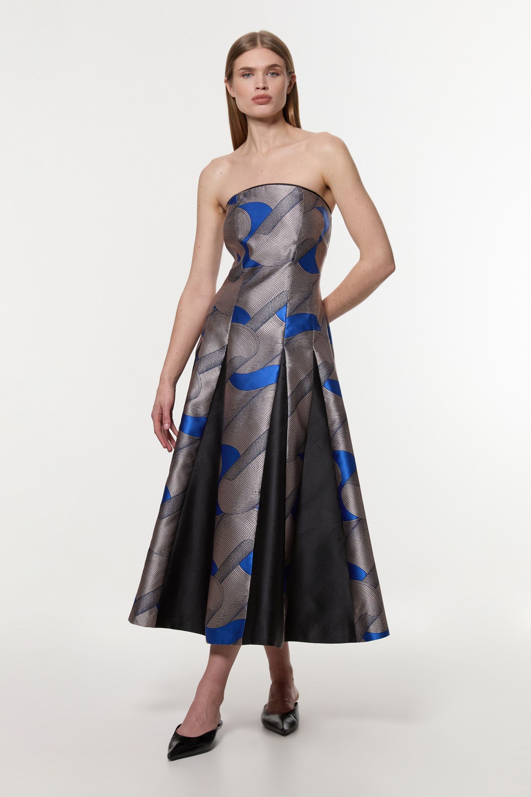 Amelia Graham Printed Tailored Bandeau Prom Dress