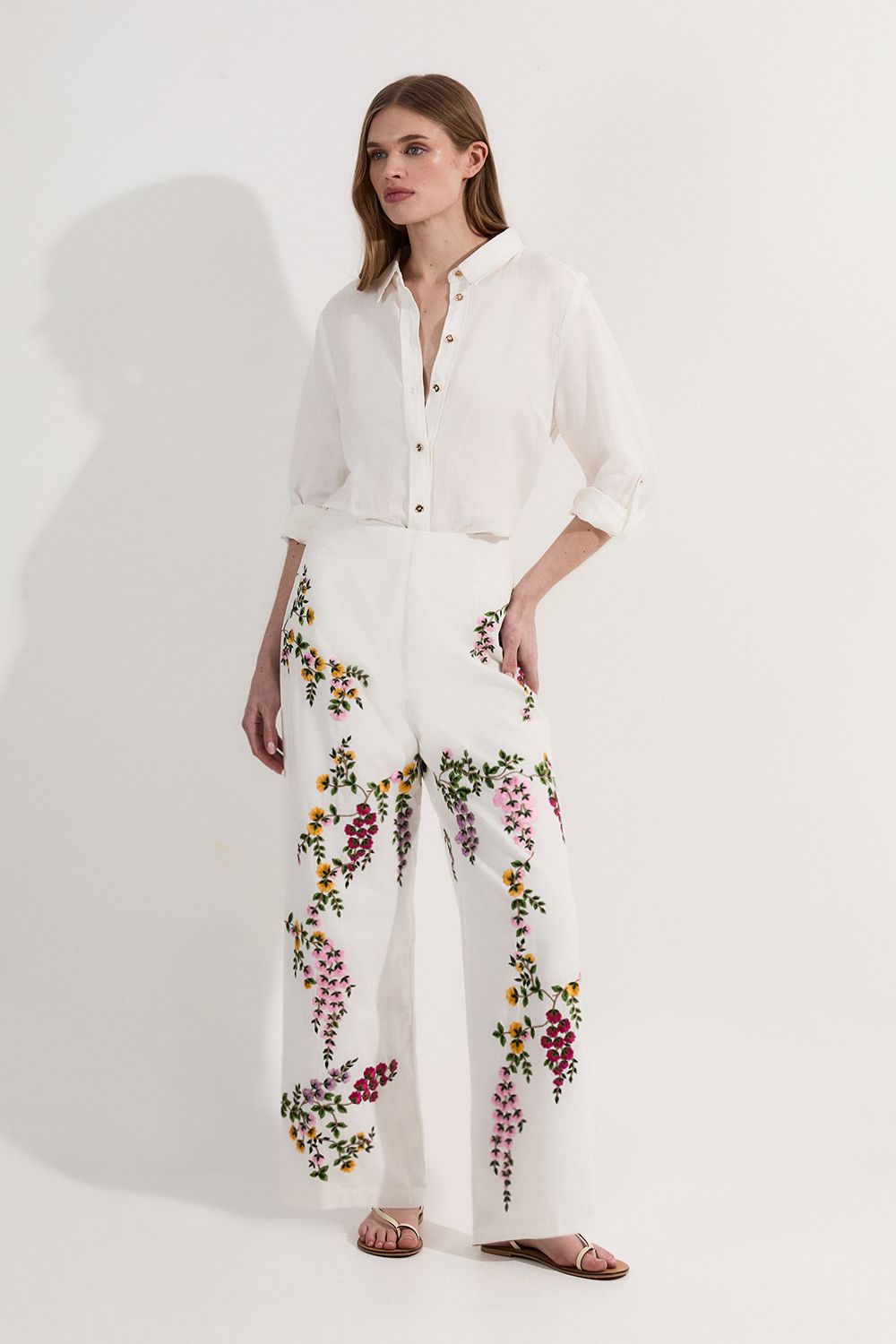 Tall Floral Embroidered Woven Trouser