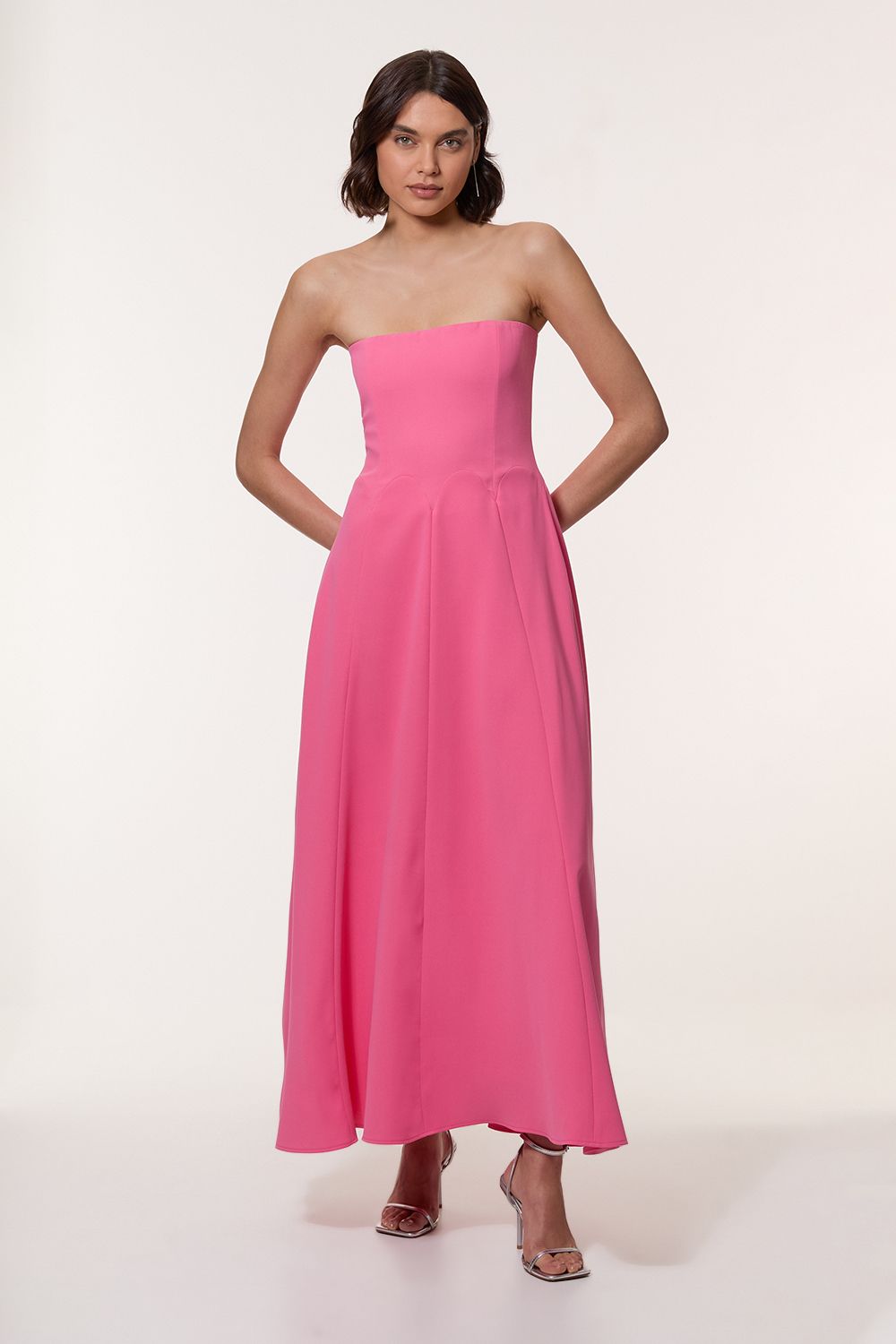 Soft Tailored Bandeau Midi Dress
