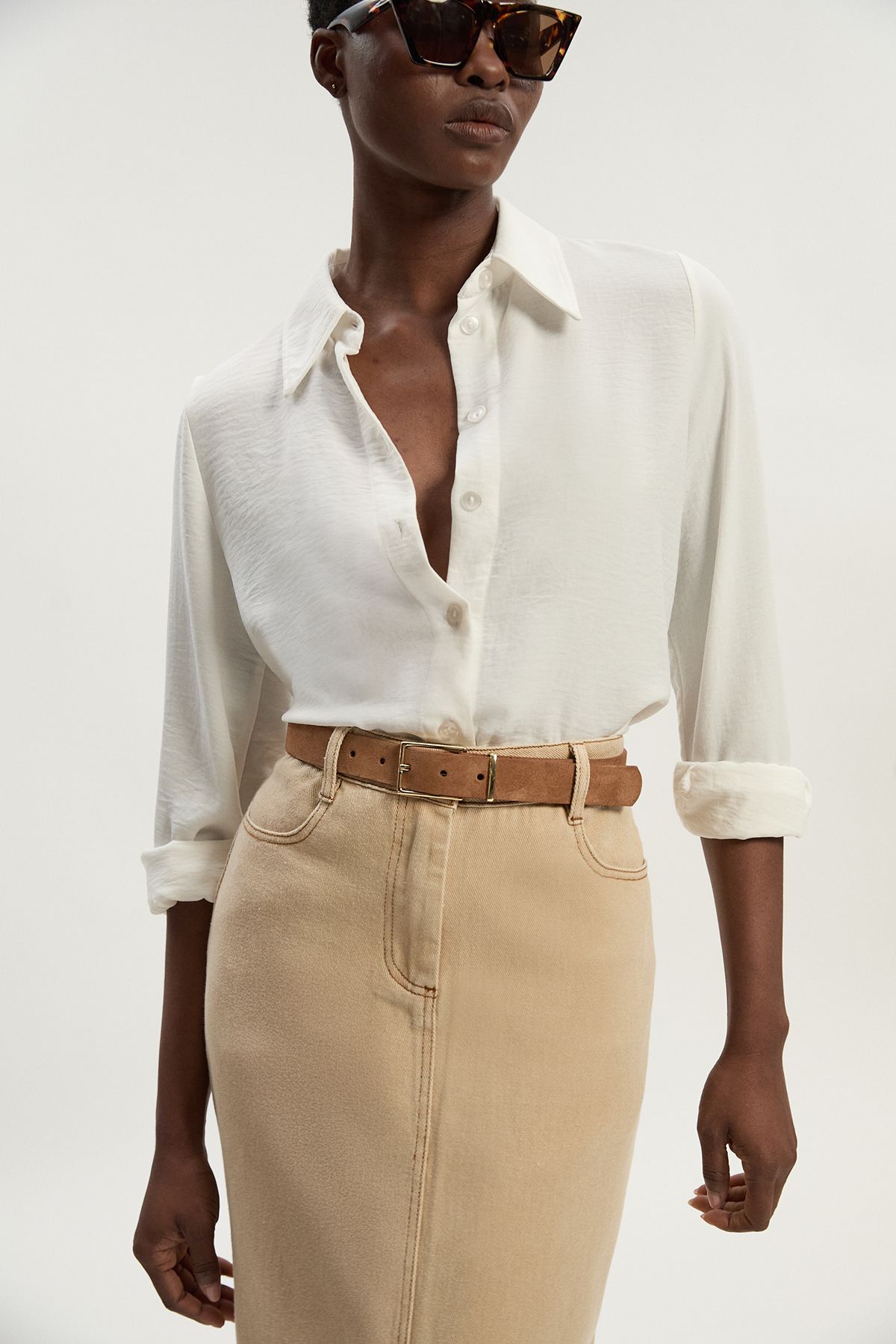Suede Square Buckle Belt