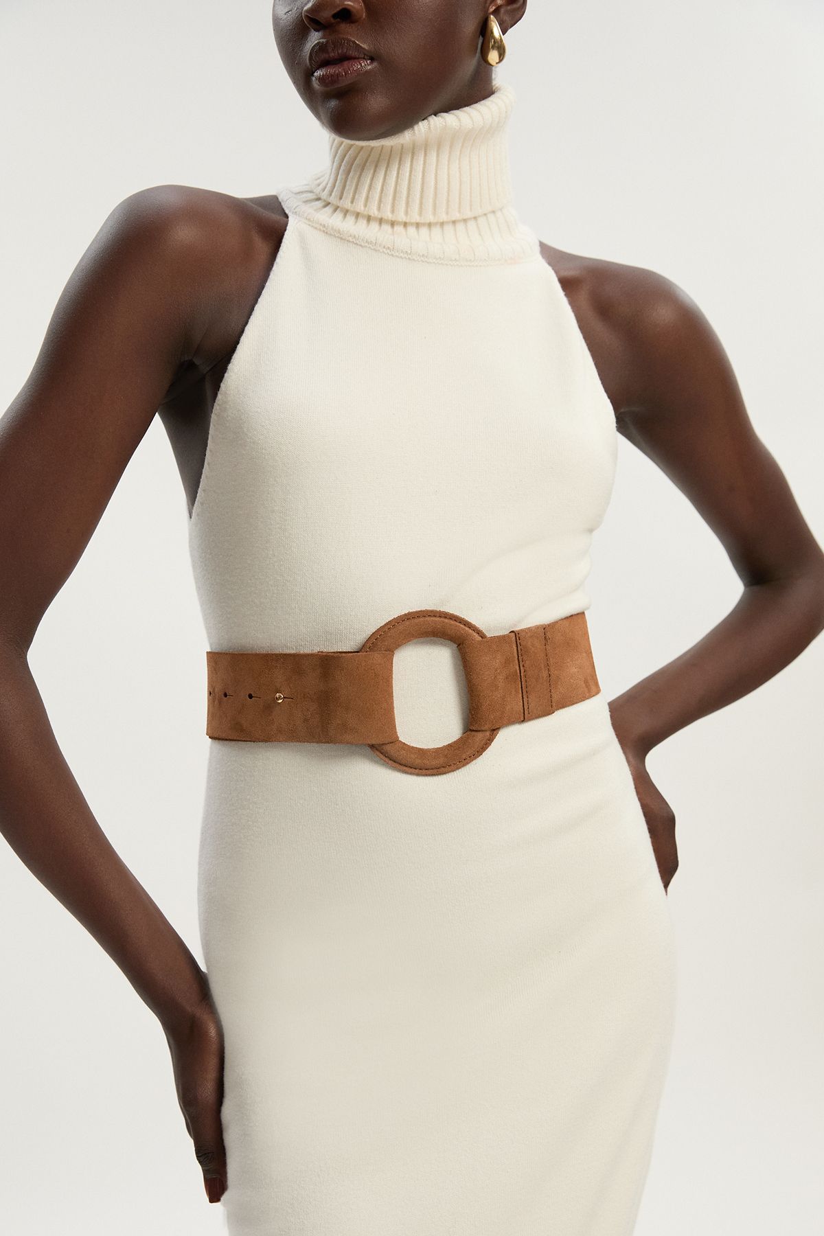 Suede Ring Detail Chunky Belt