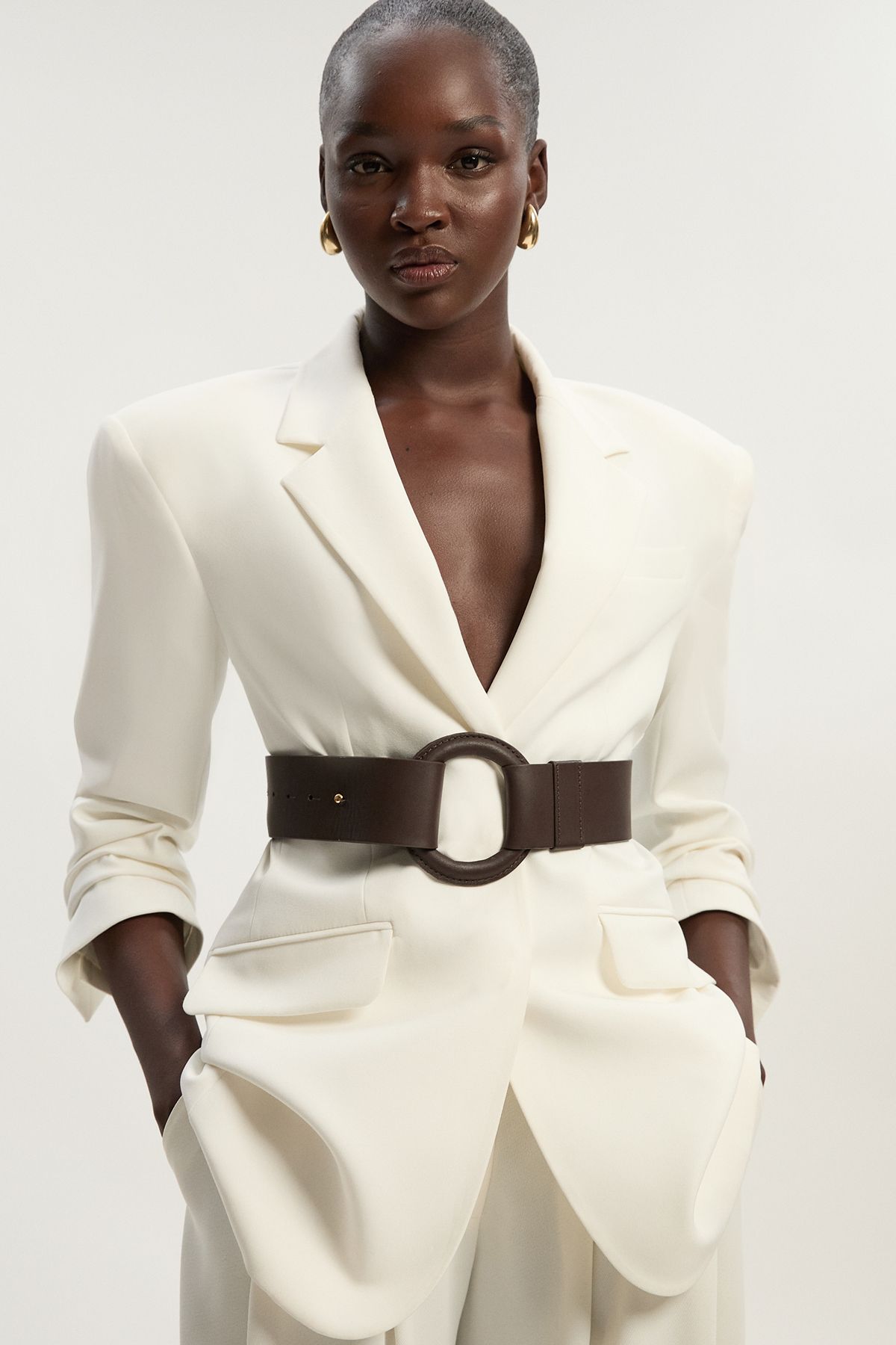 Leather Ring Detail Chunky Belt