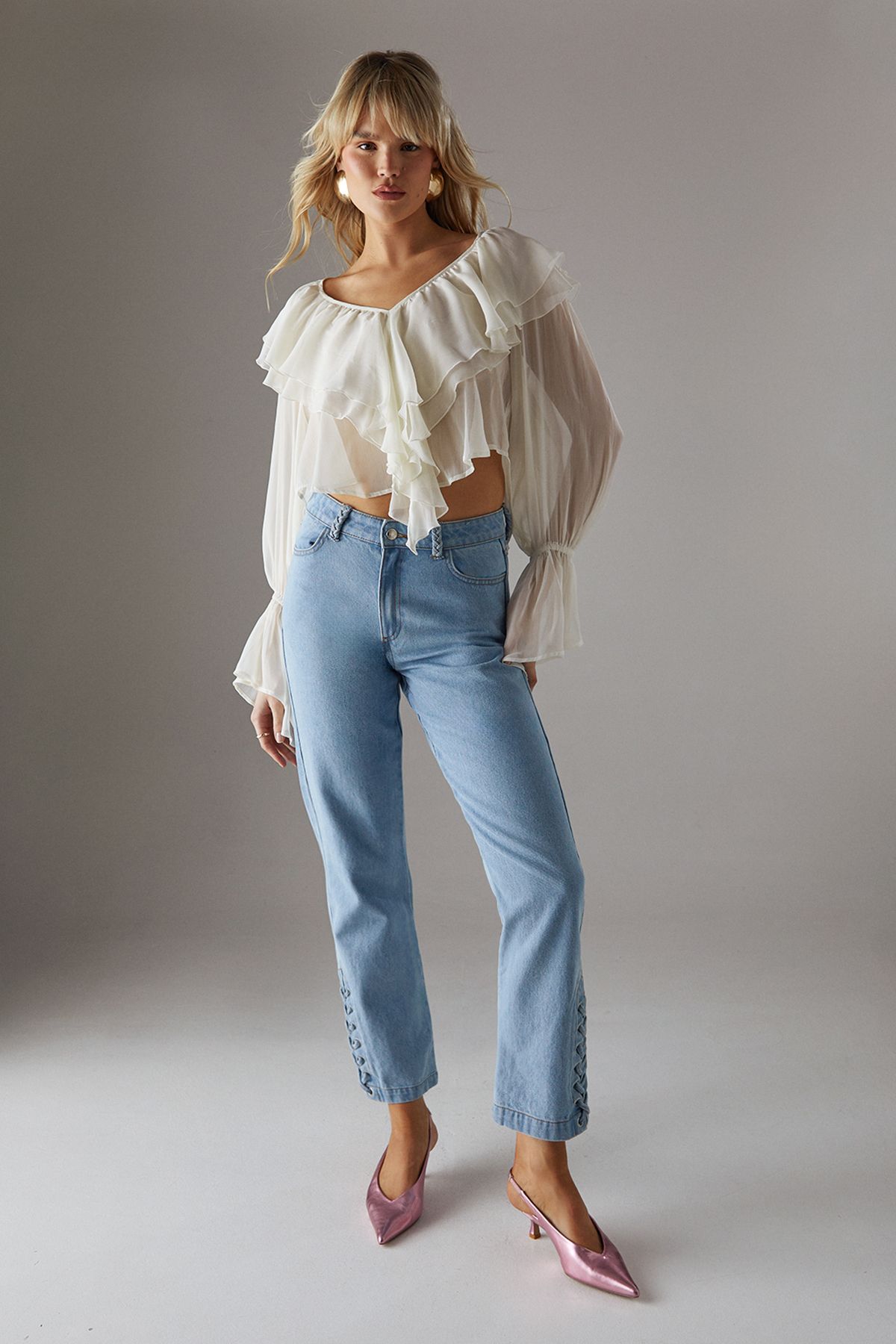 Denim Whipstitch Straight Leg Jean