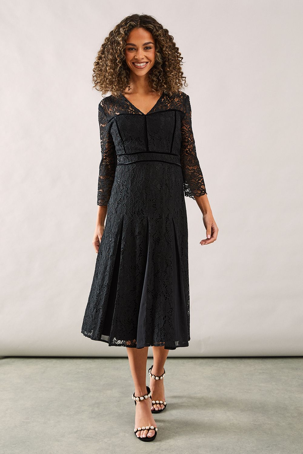 Occasion Premium Lace Godet Midi Dress