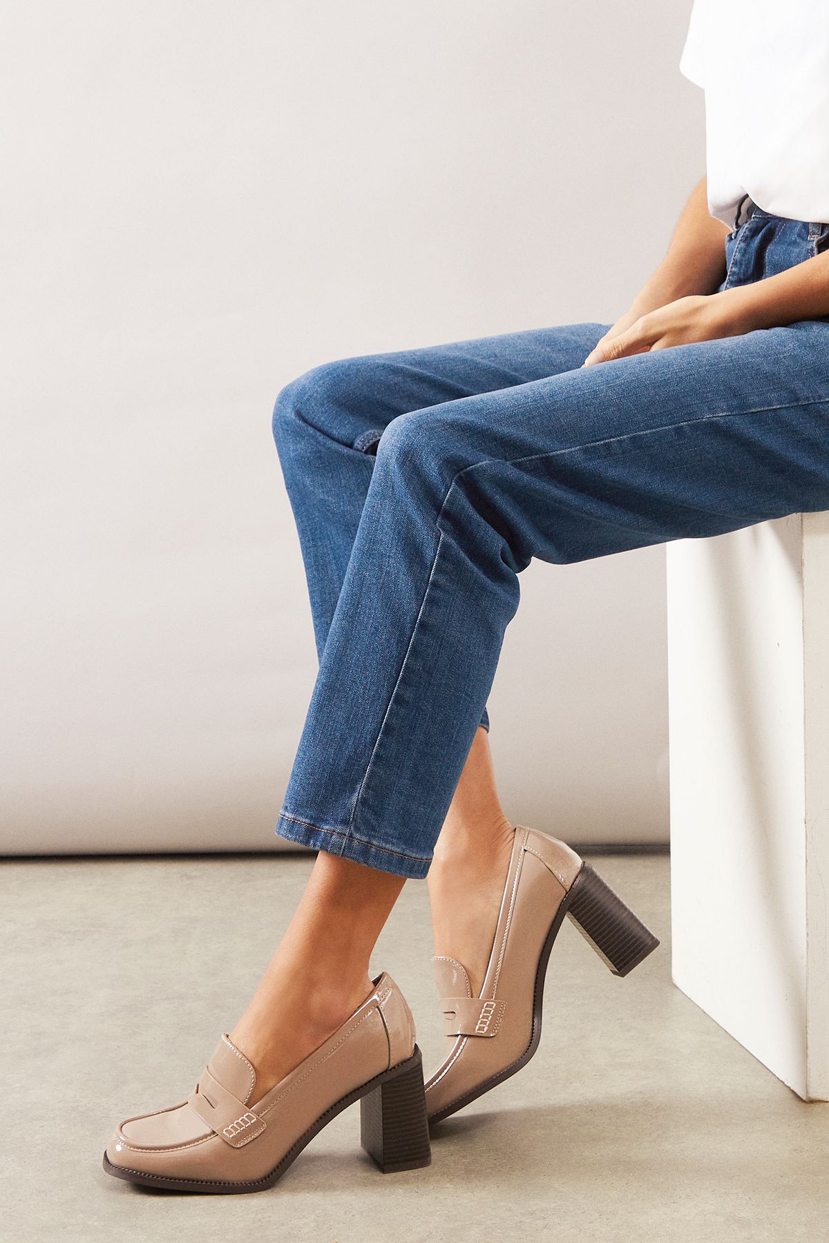 Bai Faux Patent Leather High Heel Penny Loafers