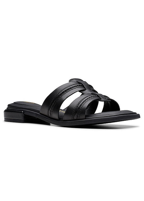 Clarks Ariany Black Leather Mules