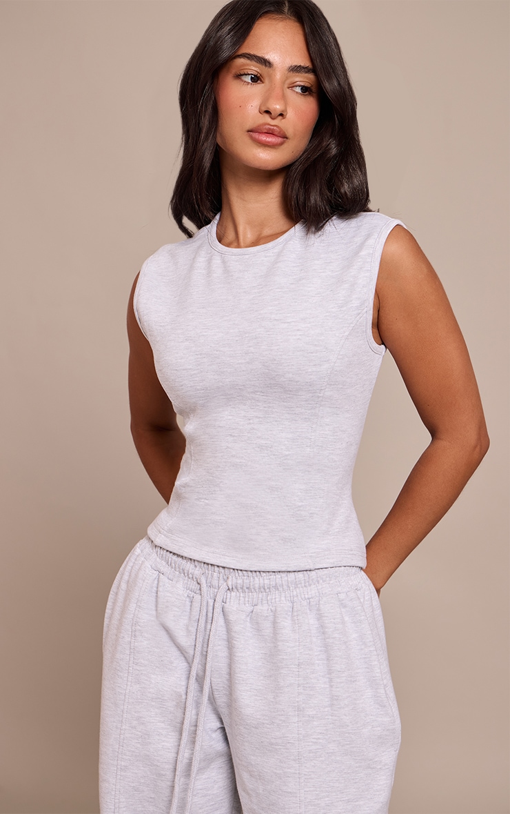 Petite Ash Grey Interlock Cinched Waist Top