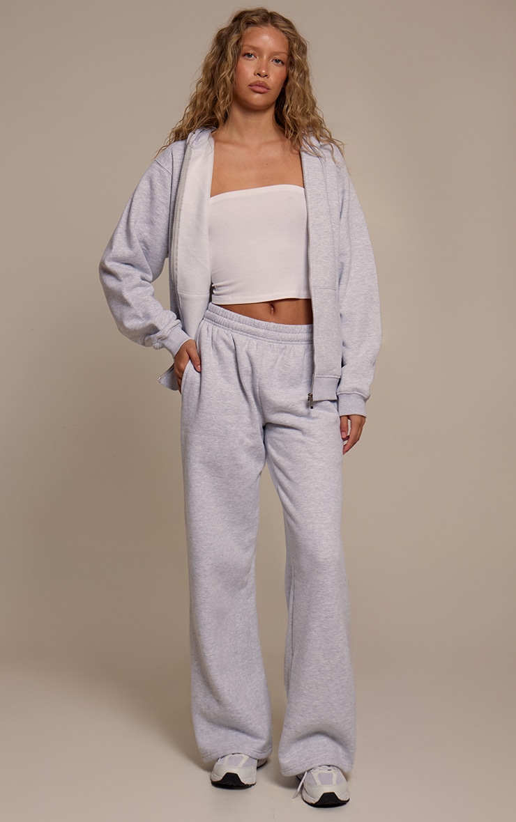 Ash Grey Cotton Fleece Straight Leg Sweatpants