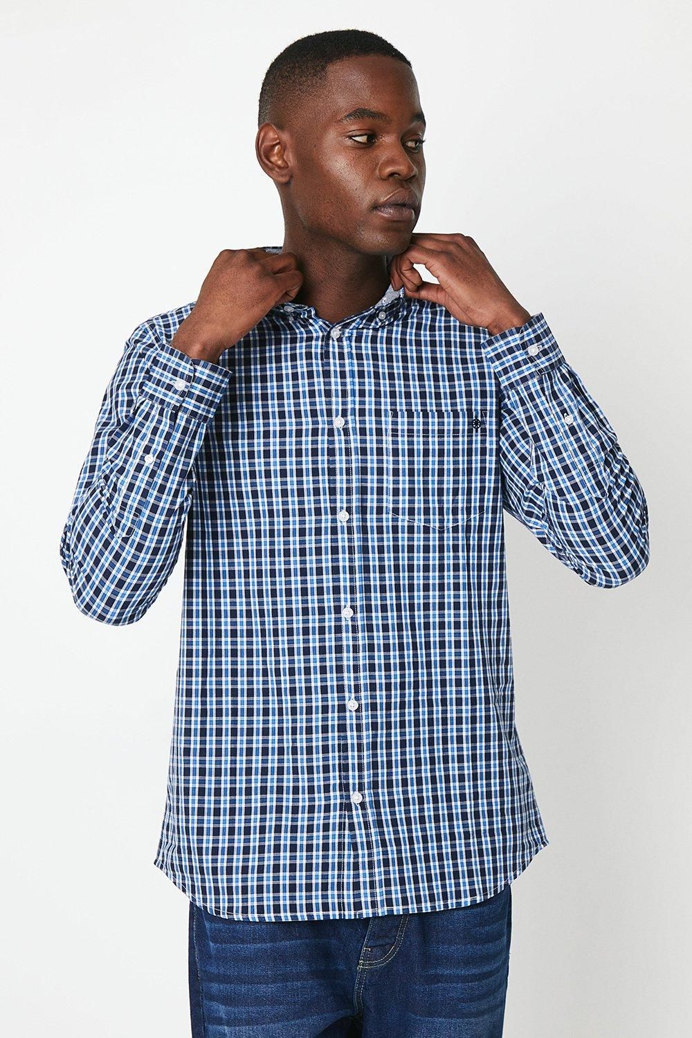 Blue Grid Check Long Sleeve Shirt