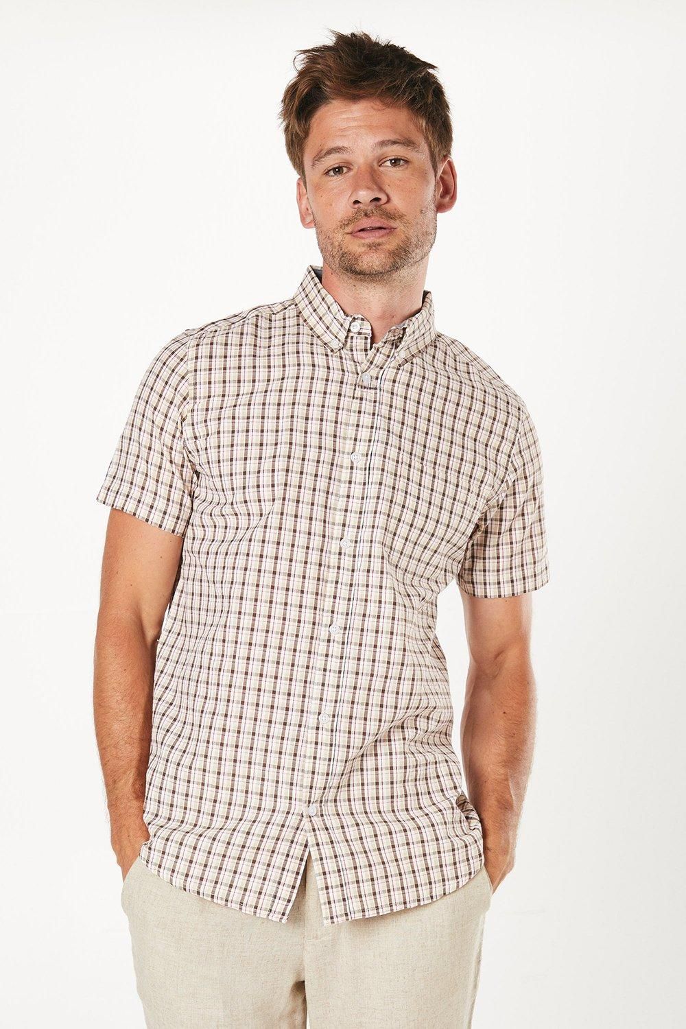 Beige Sail Check Short Sleeve Shirt