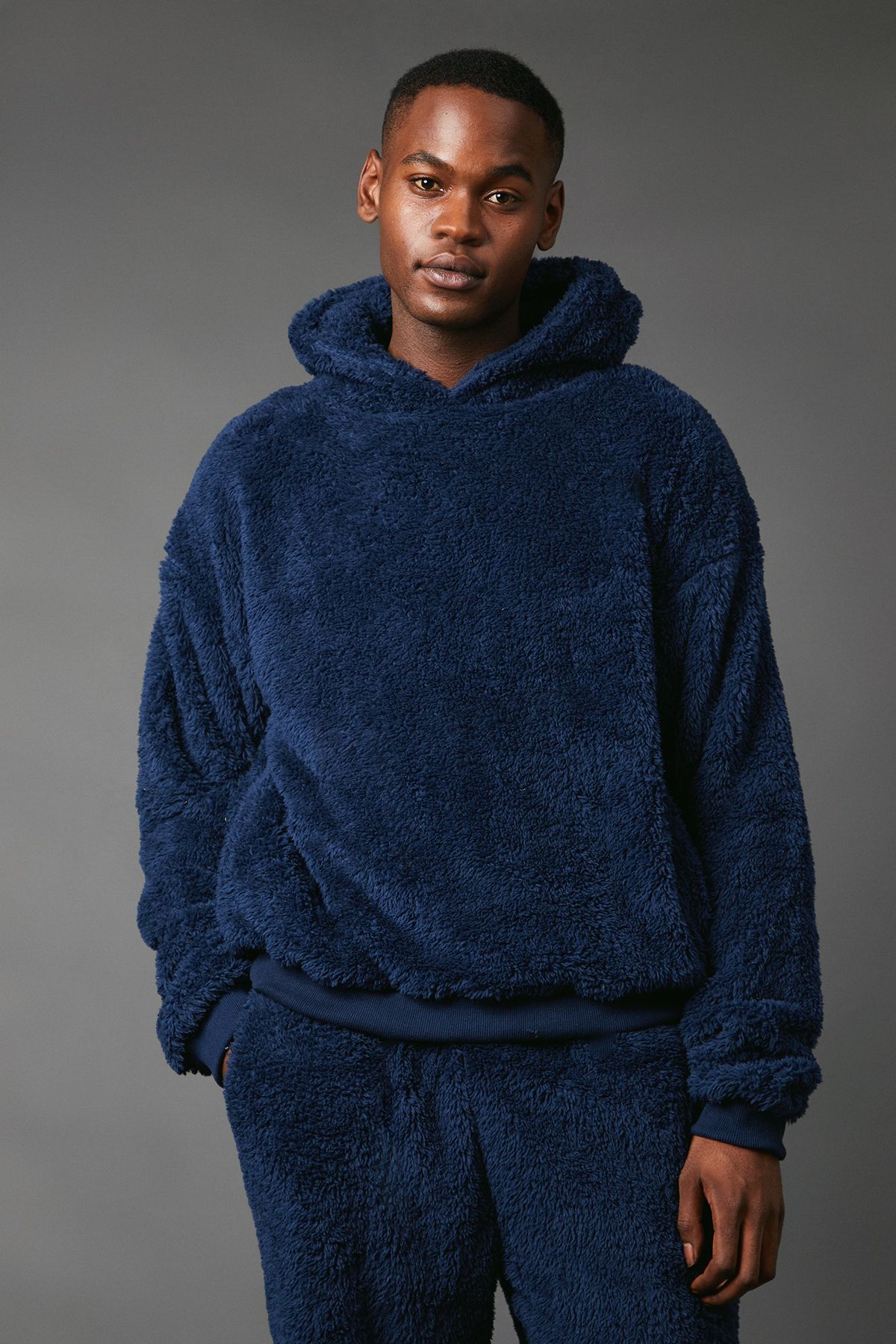 Navy Sherpa Lounge Hoodie